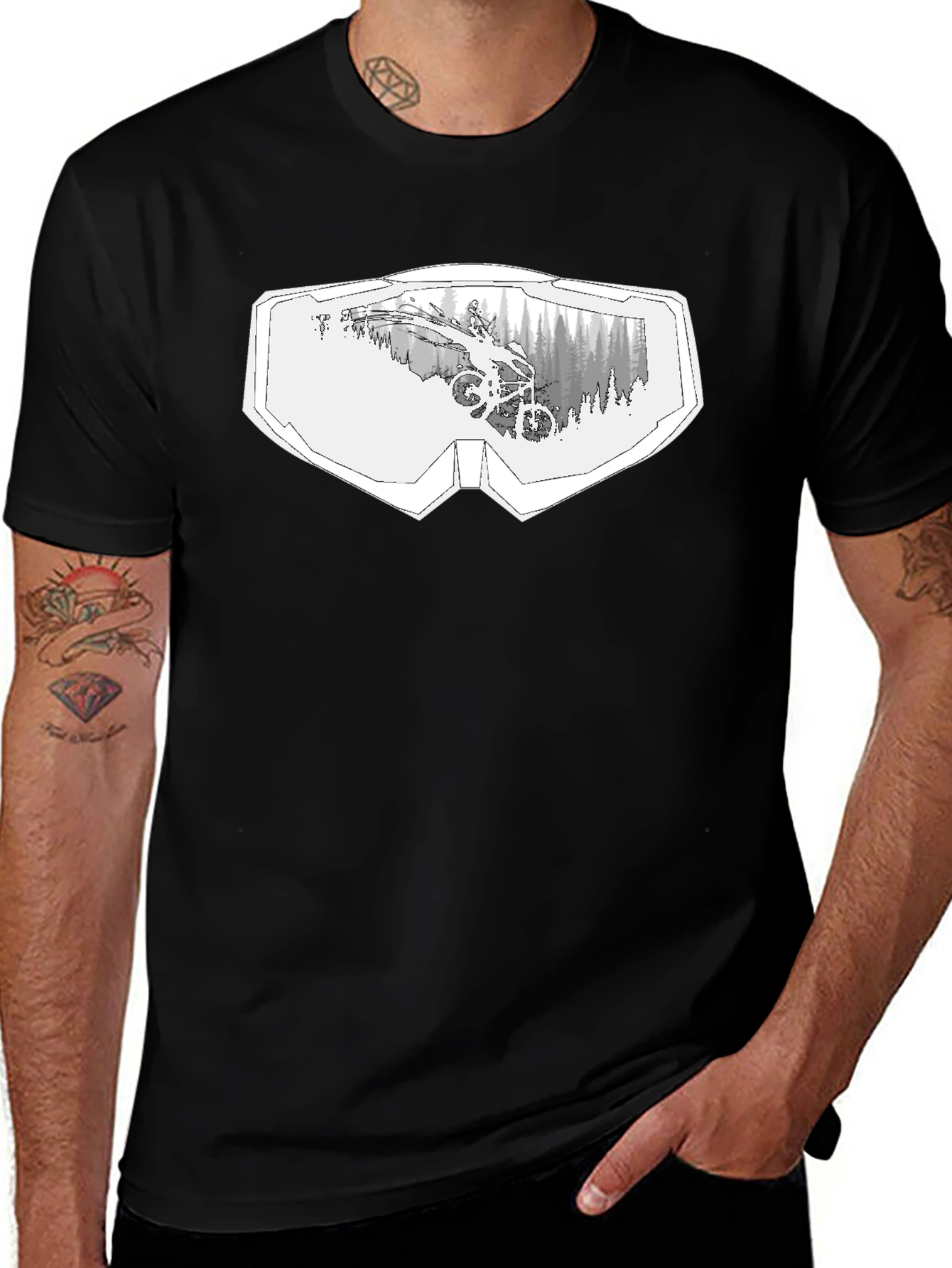 Mountain Bike Goggles Graphic Black T-Shirt