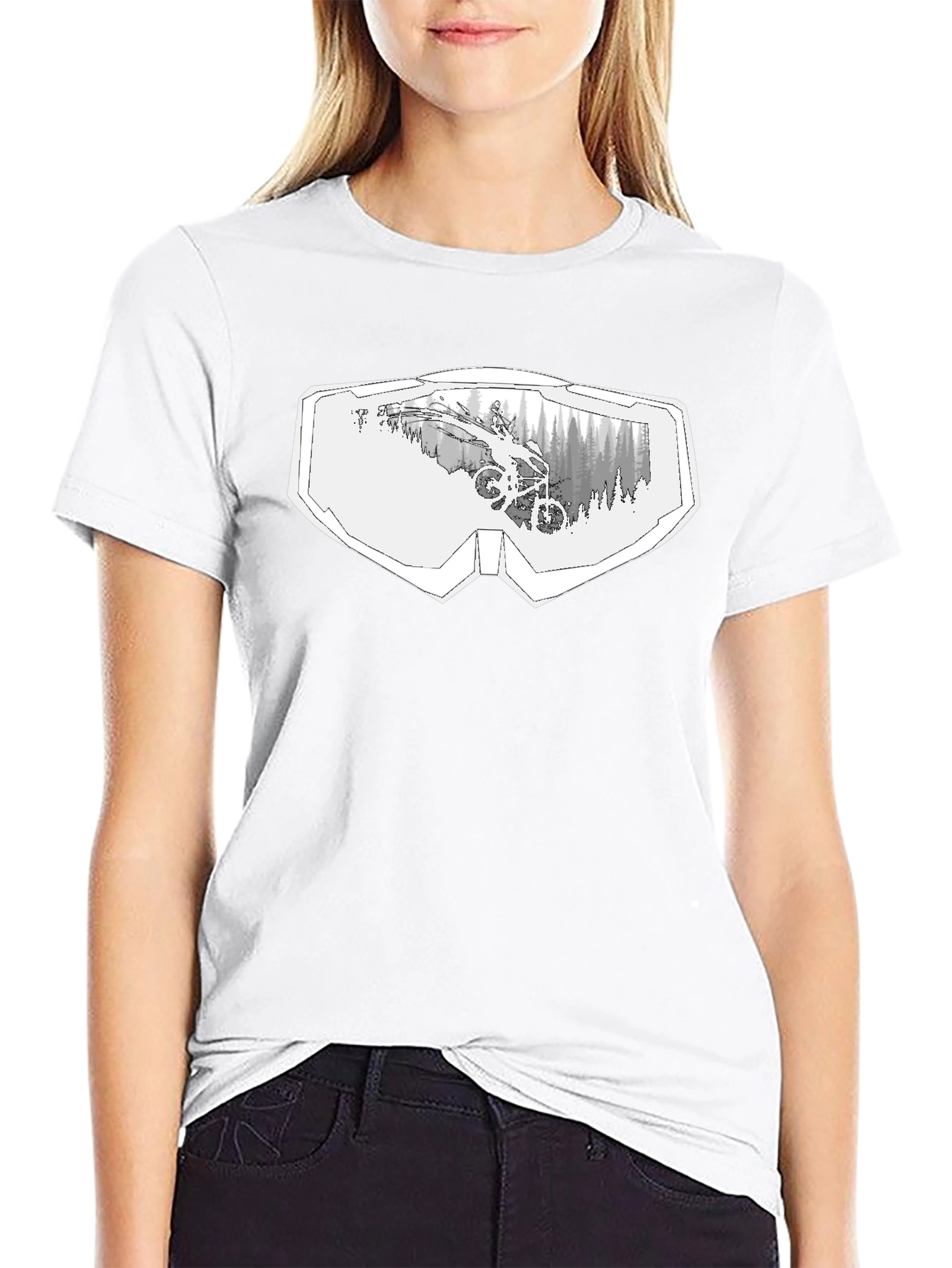 Mountain Bike Goggles Graphic Black T-Shirt