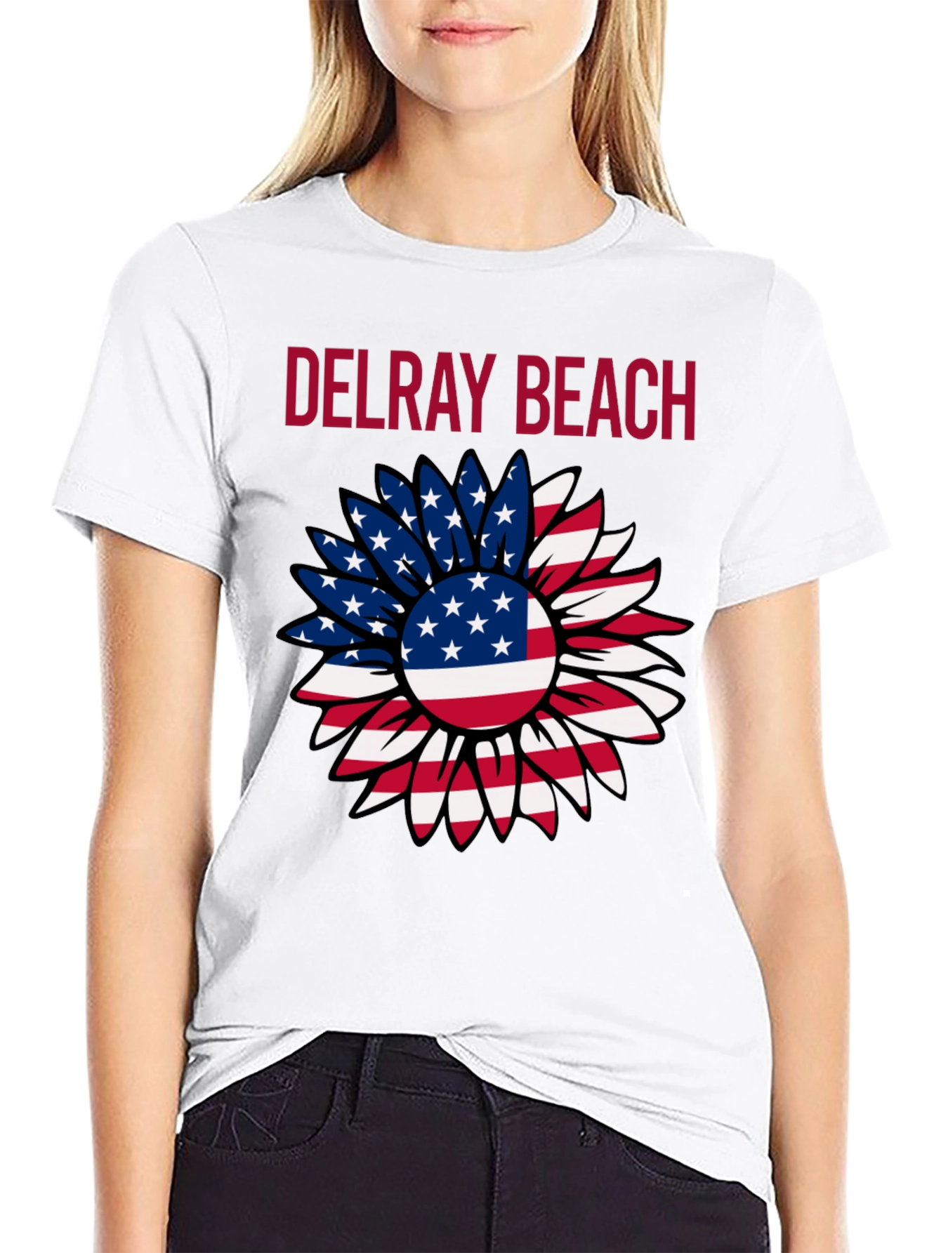 Delray Beach Patriotic Sunflower Graphic Tee