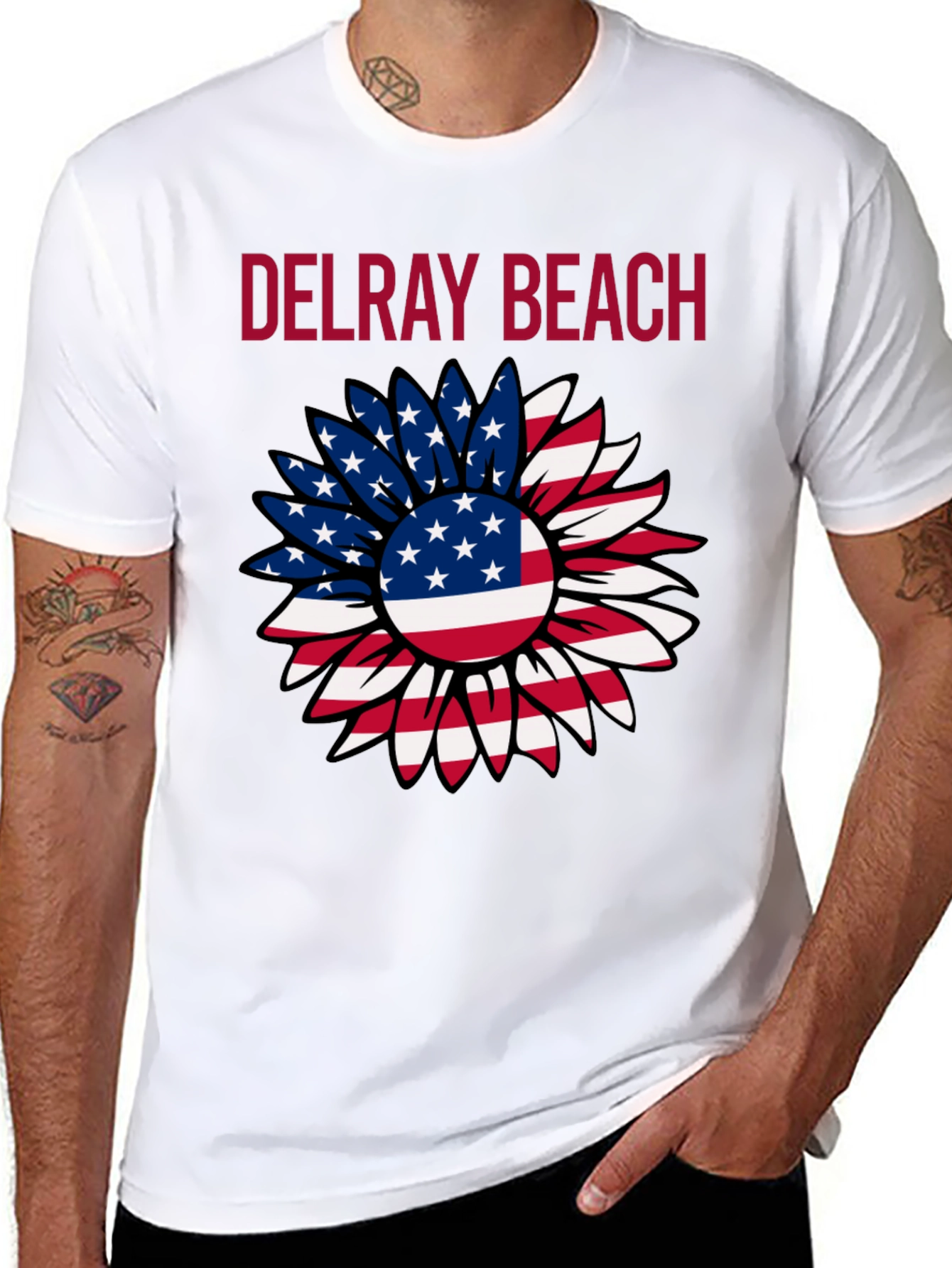 Delray Beach Patriotic Sunflower Graphic Tee