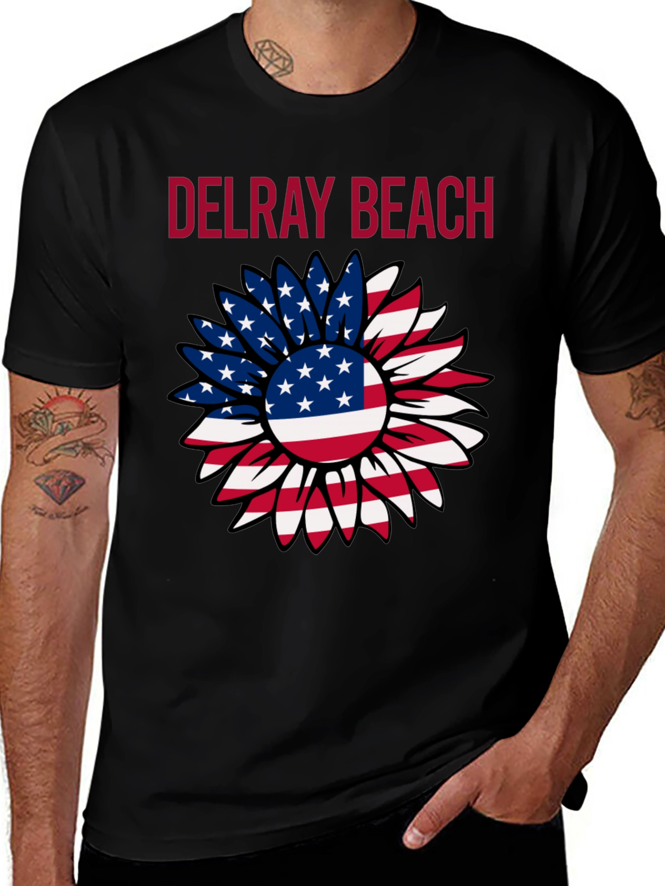 Delray Beach Patriotic Sunflower Graphic Tee