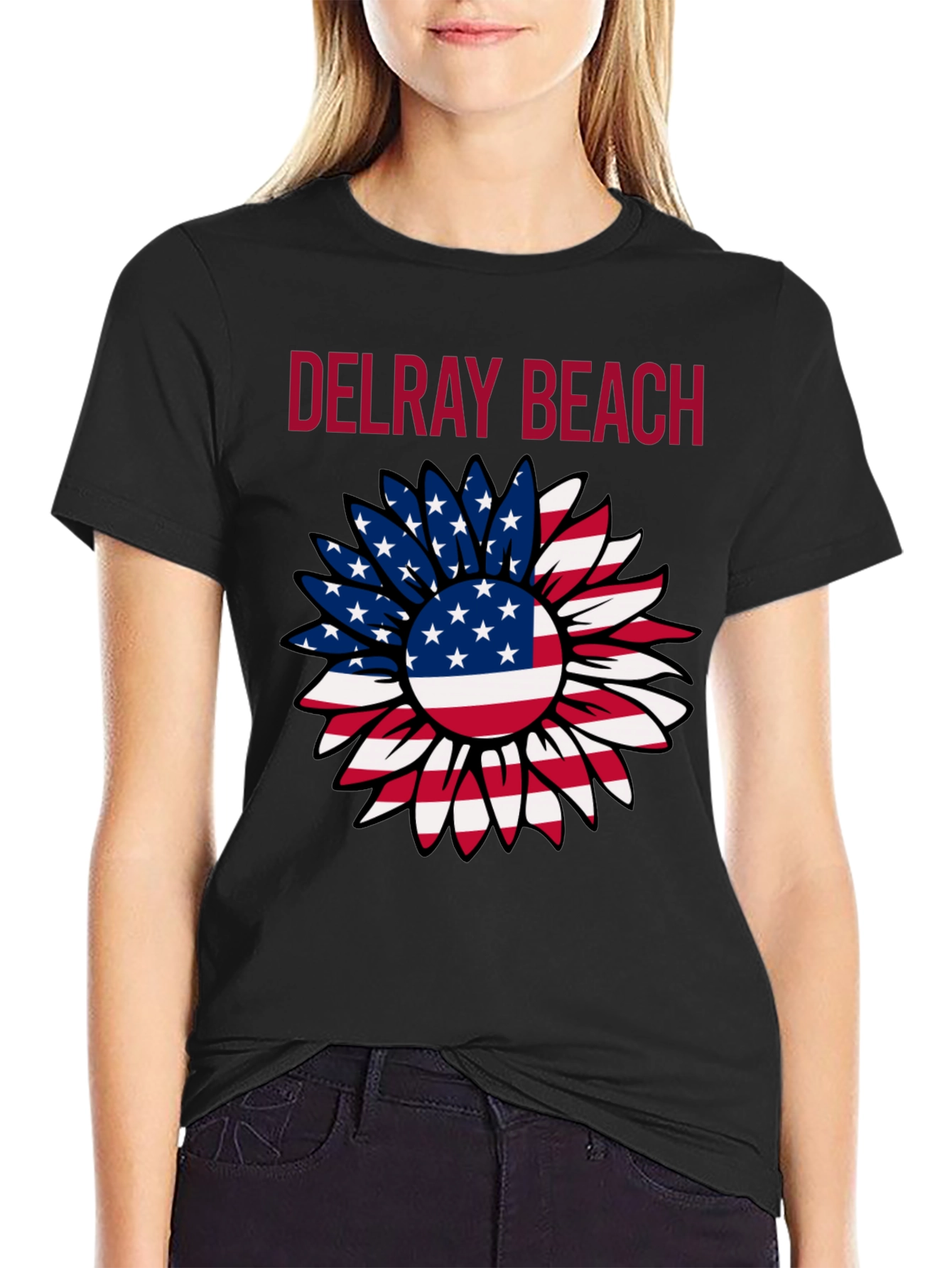 Delray Beach Patriotic Sunflower Graphic Tee