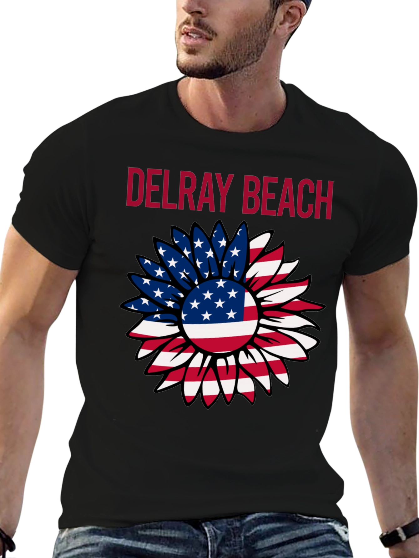 Delray Beach Patriotic Sunflower Graphic Tee