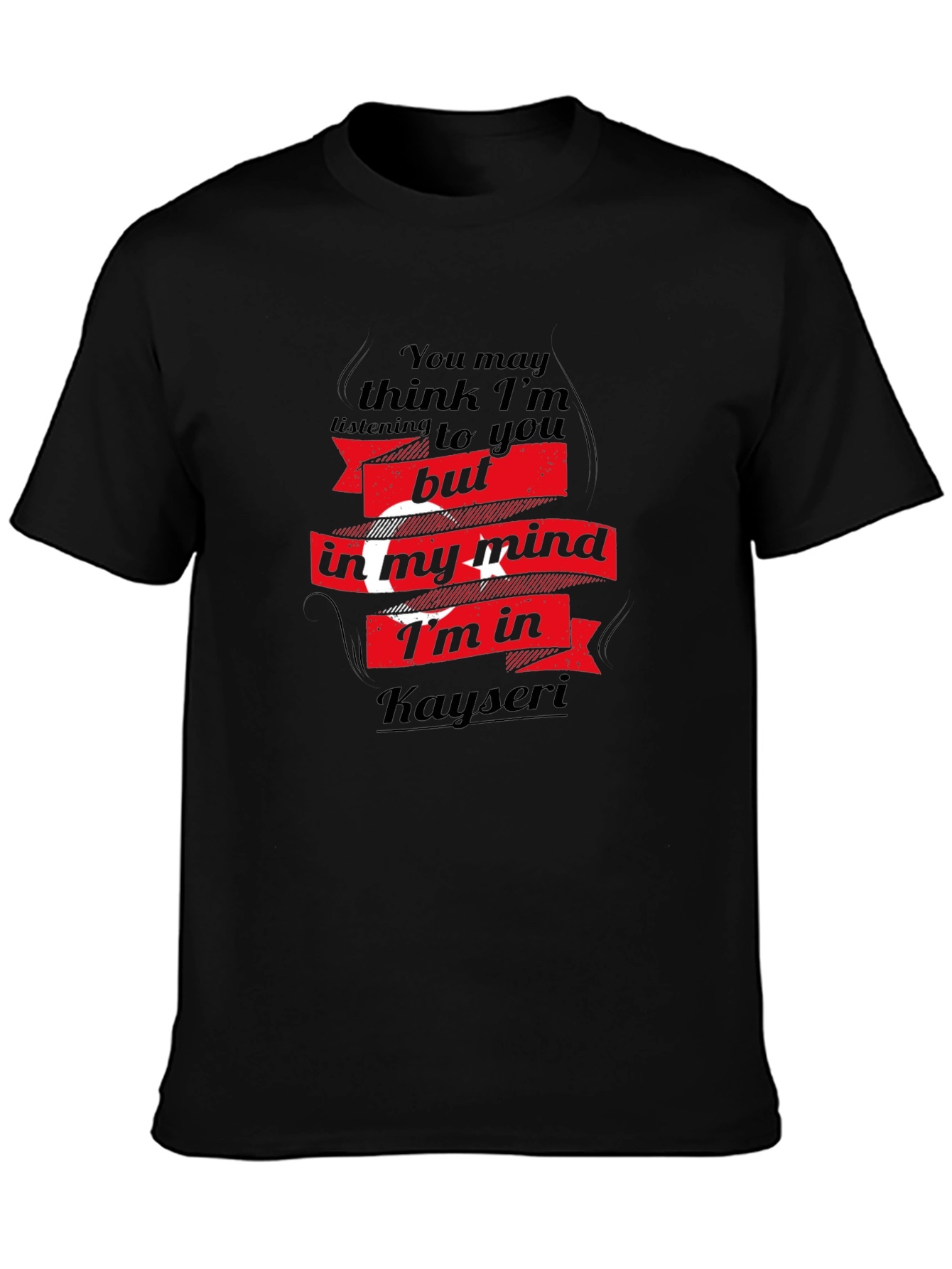 Kayseri Mind T-Shirt - Black Crew Neck