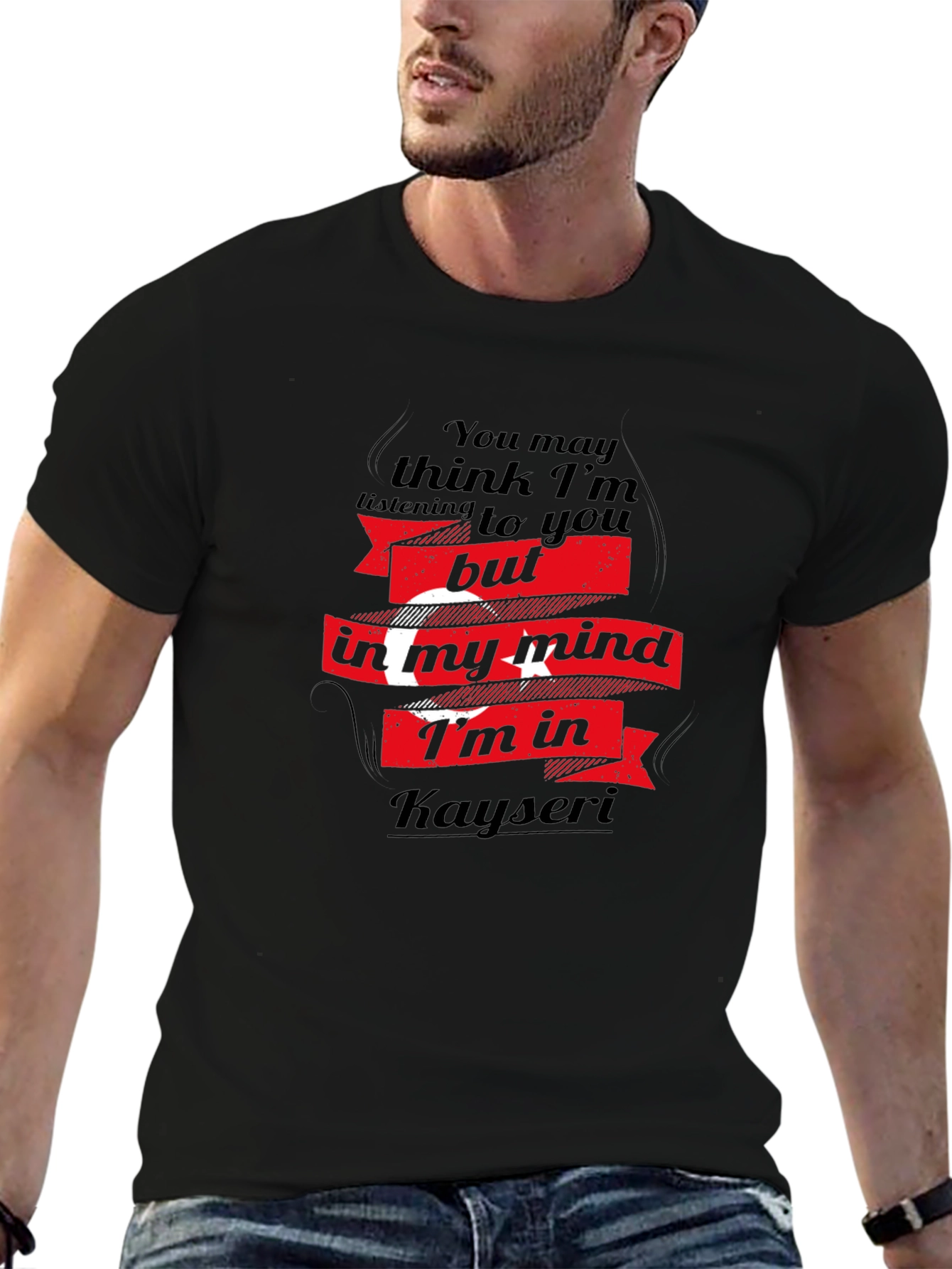 Kayseri Mind T-Shirt - Black Crew Neck