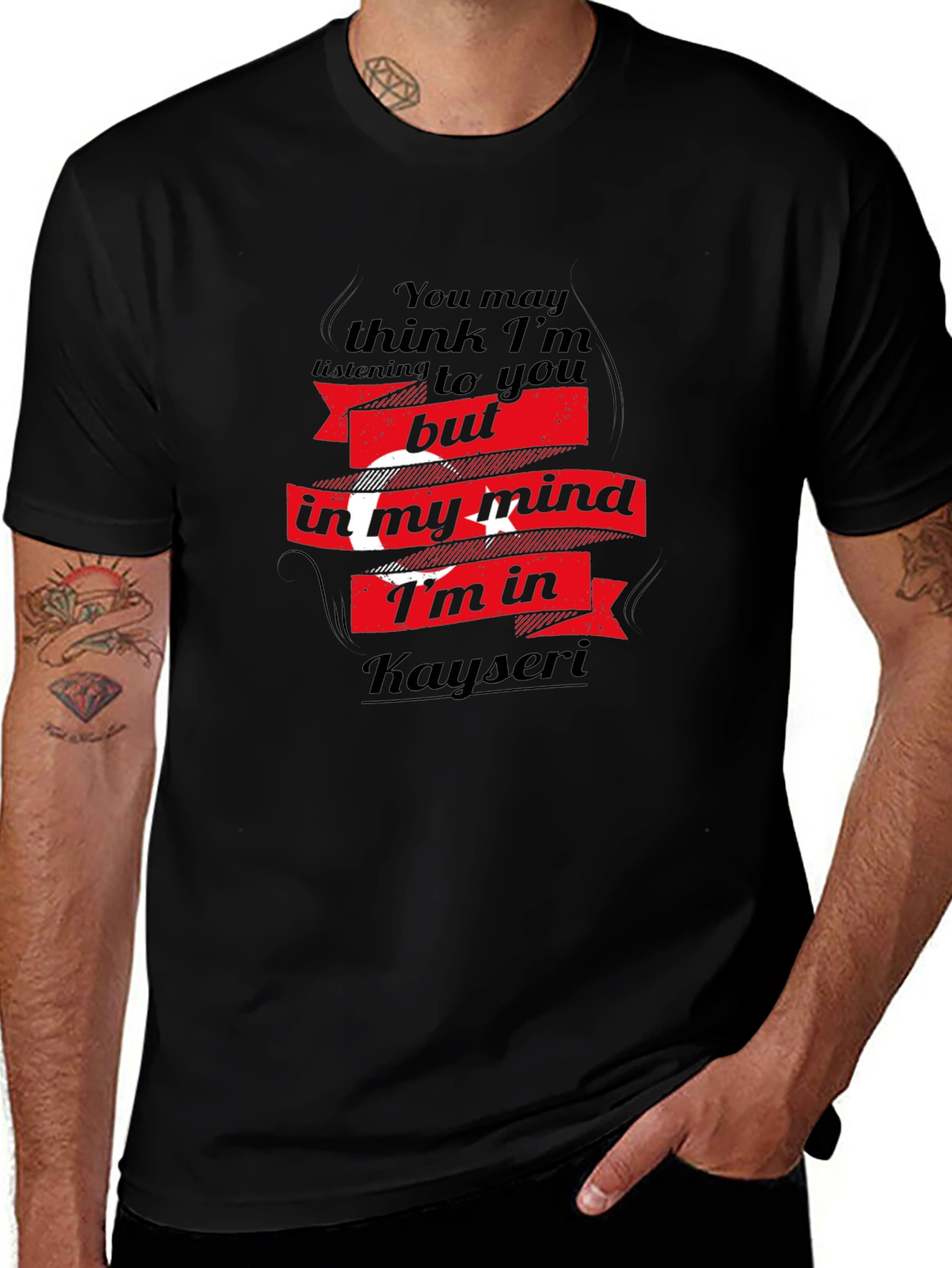 Kayseri Mind T-Shirt - Black Crew Neck