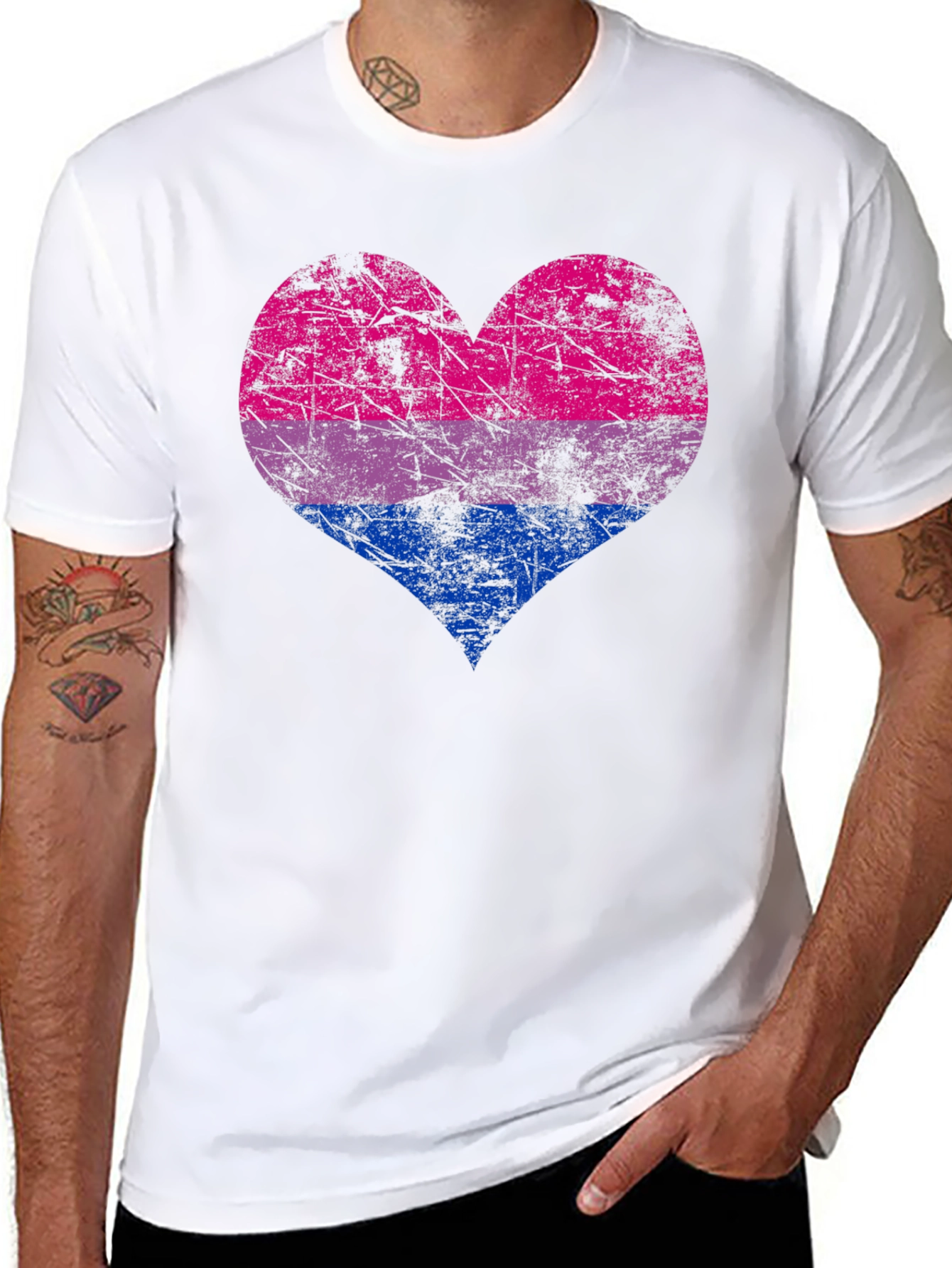 Bisexual Pride Heart Graphic T-Shirt