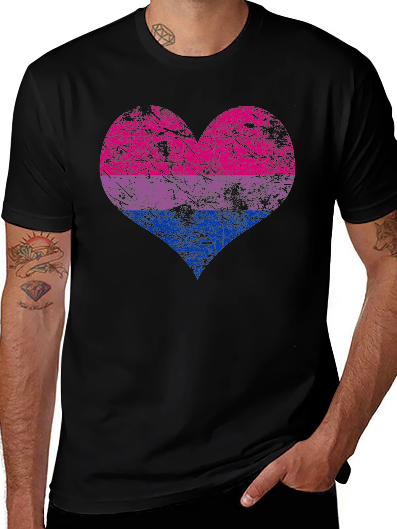 Bisexual Pride Heart Graphic T-Shirt