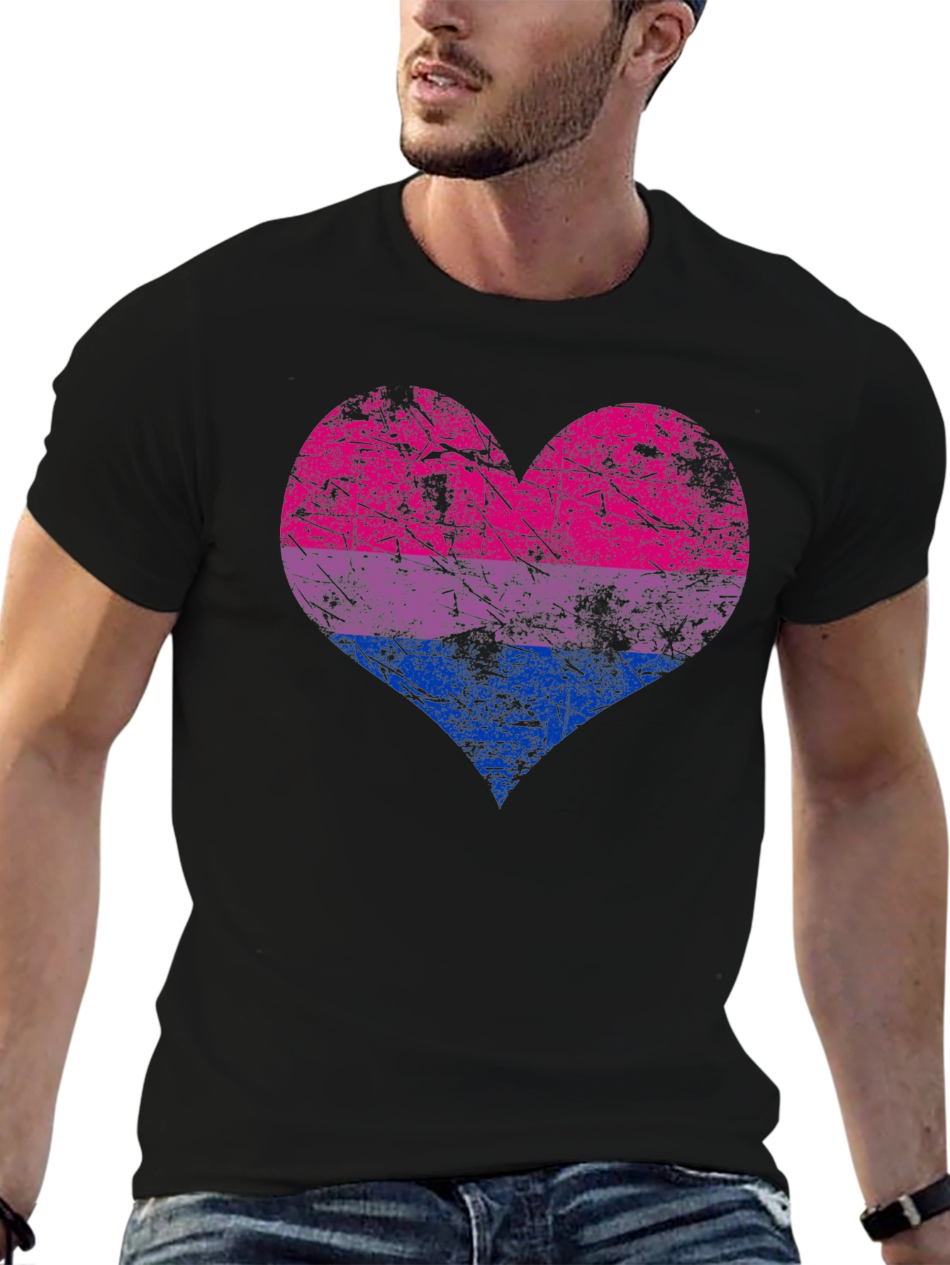 Bisexual Pride Heart Graphic T-Shirt