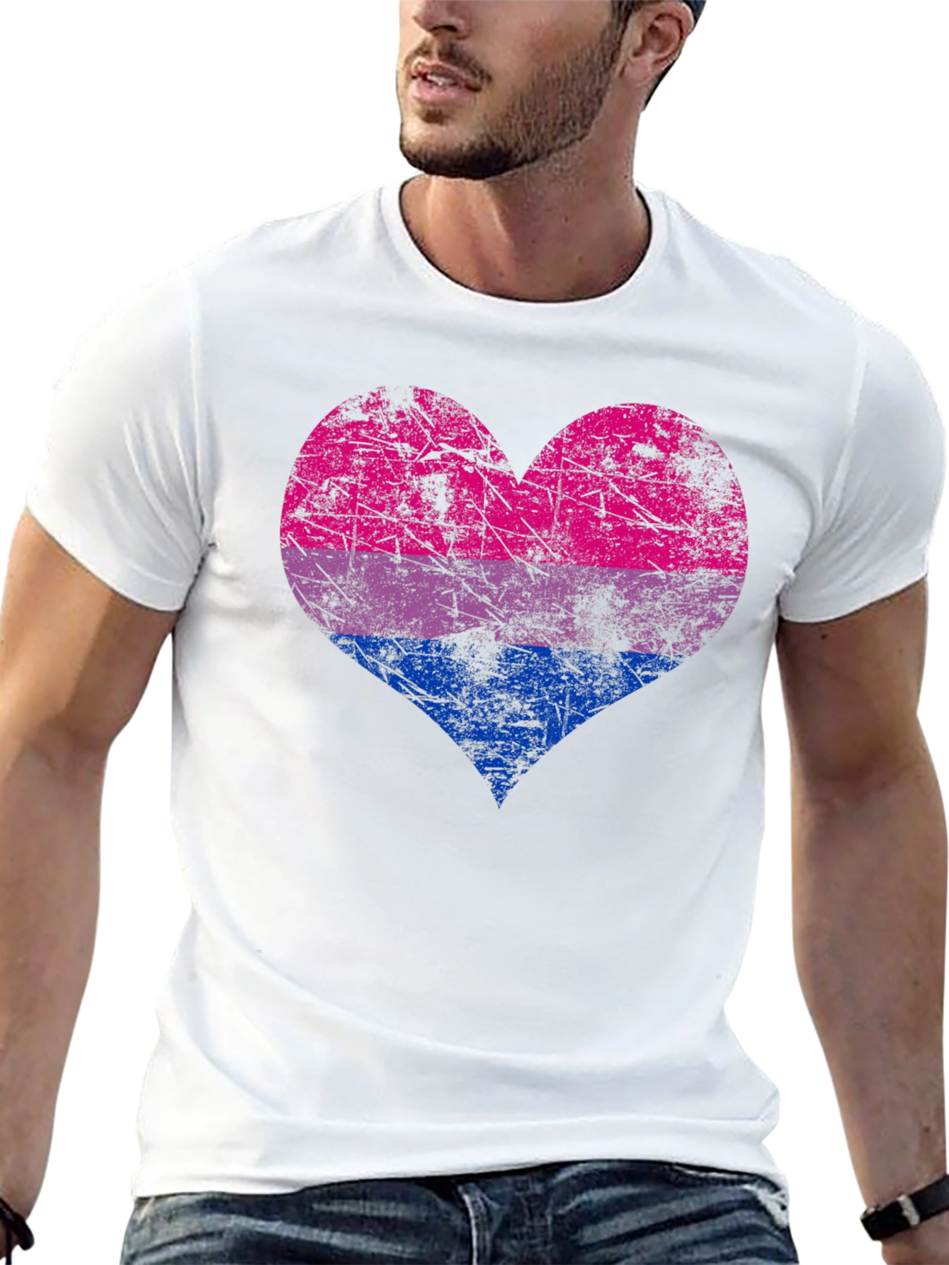 Bisexual Pride Heart Graphic T-Shirt