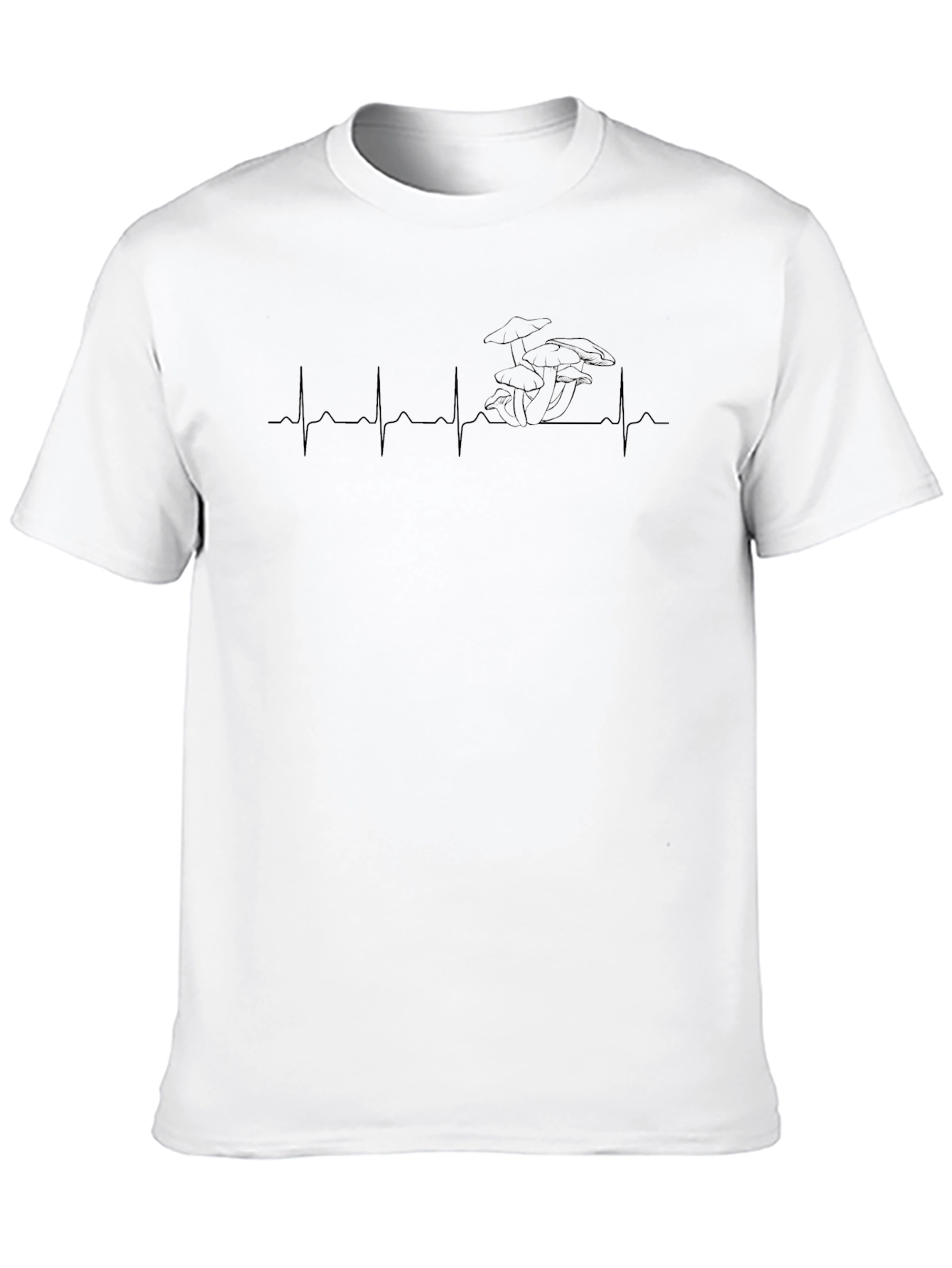 Mushroom Heartbeat Graphic Tee - Unisex Black T-Shirt