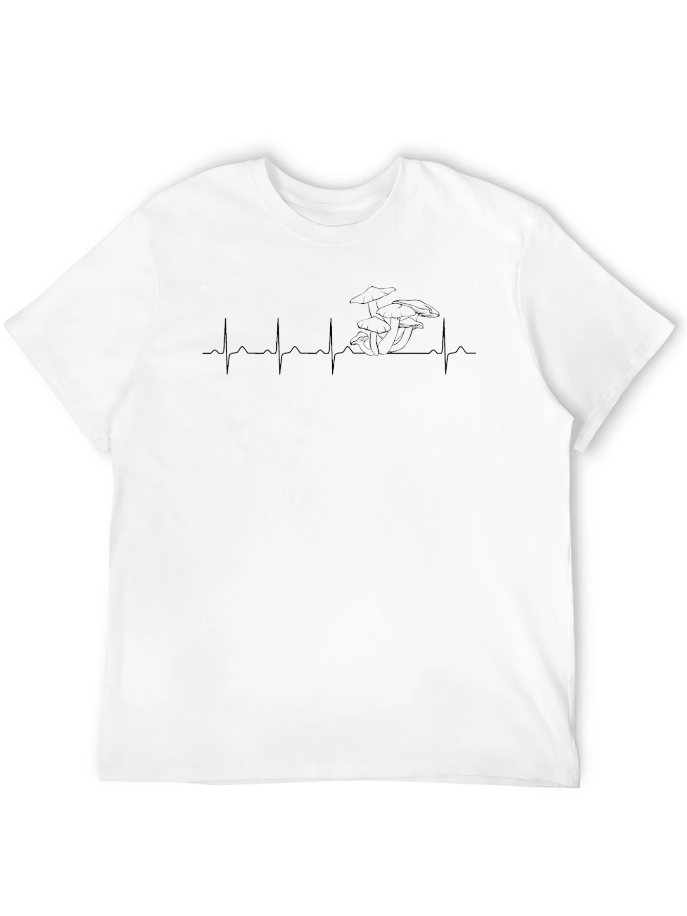 Mushroom Heartbeat Graphic Tee - Unisex Black T-Shirt