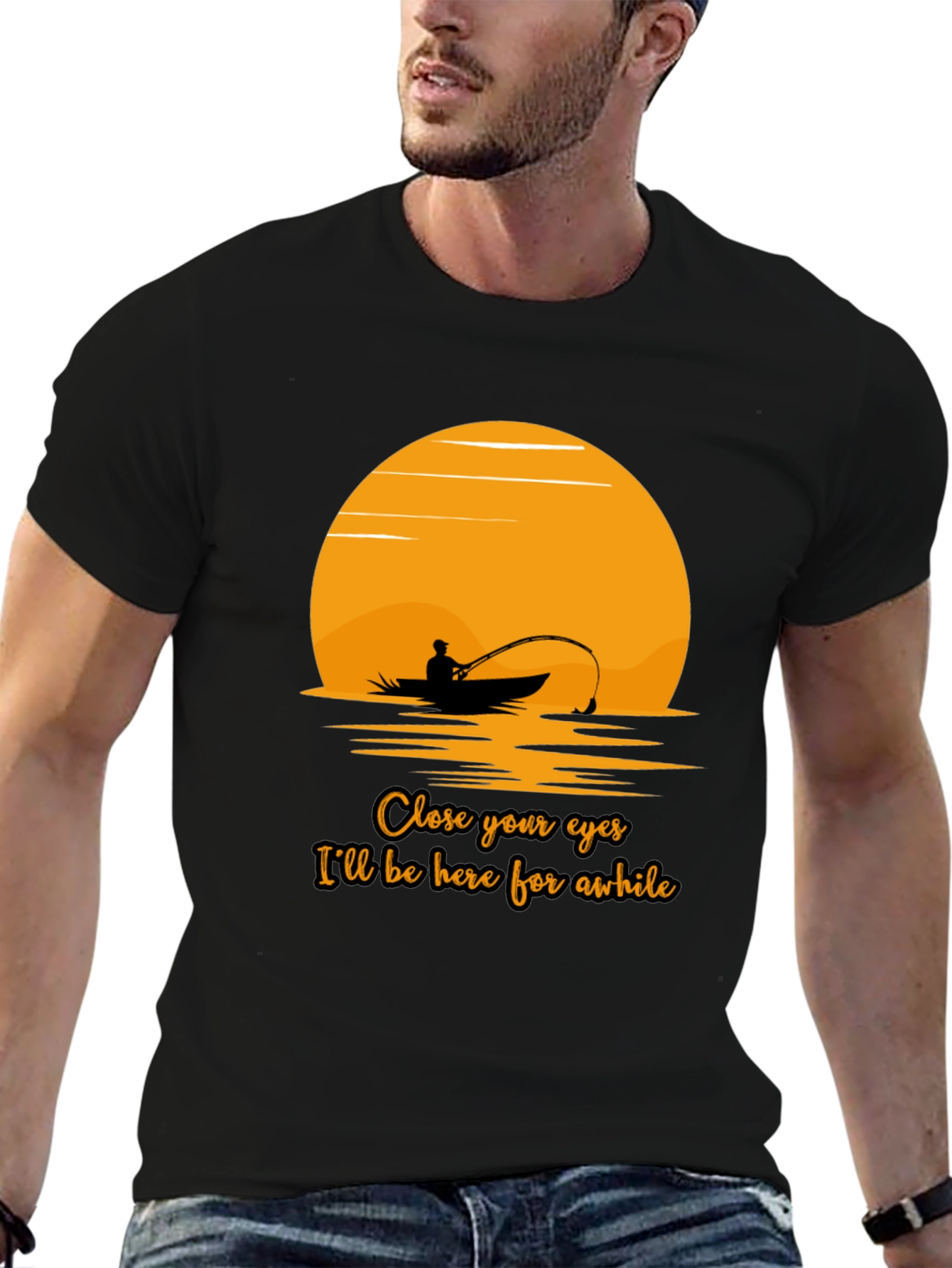 Fishing Sunset Graphic Tee - Close Your Eyes Design