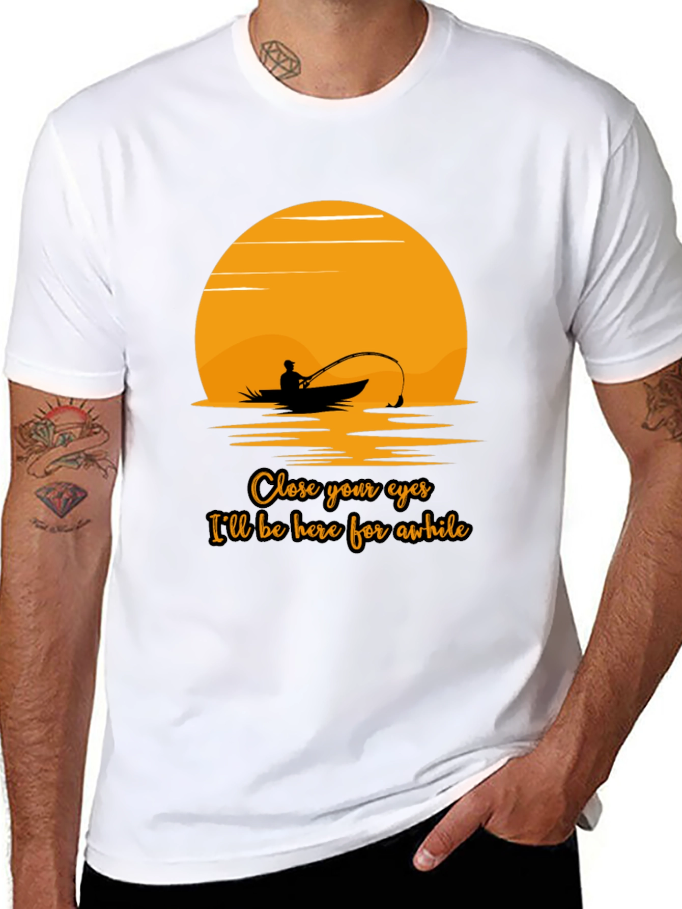 Fishing Sunset Graphic Tee - Close Your Eyes Design