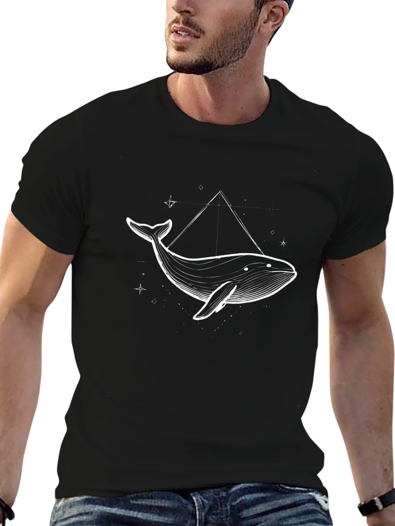 Whale Graphic Tee - Black Cotton Blend