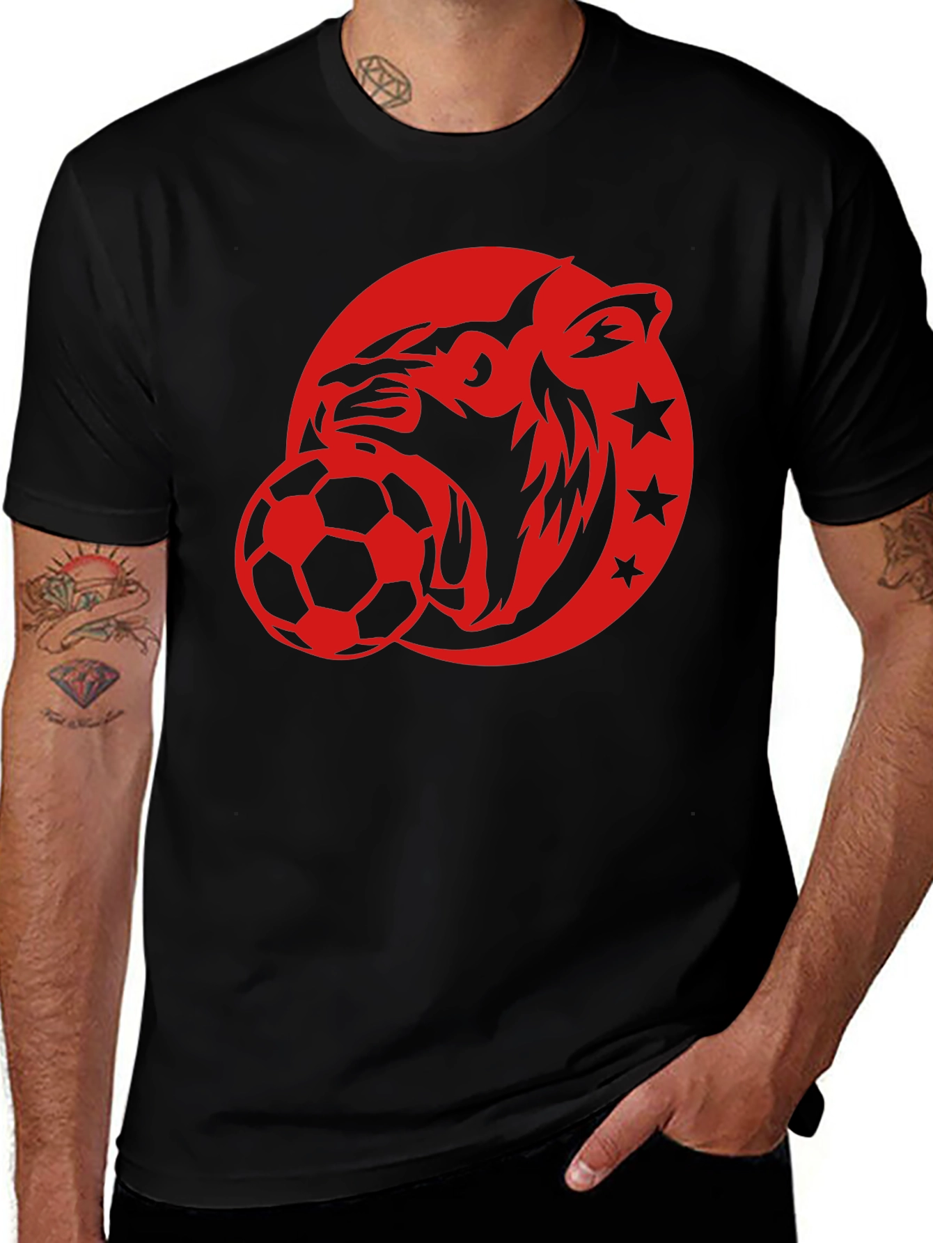 Tiger Soccer Graphic Tee - Mens Black T-Shirt