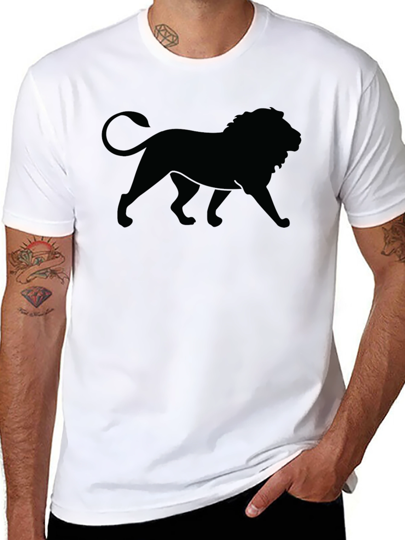 Black Lion Graphic Tee - Mens Crew Neck T-Shirt