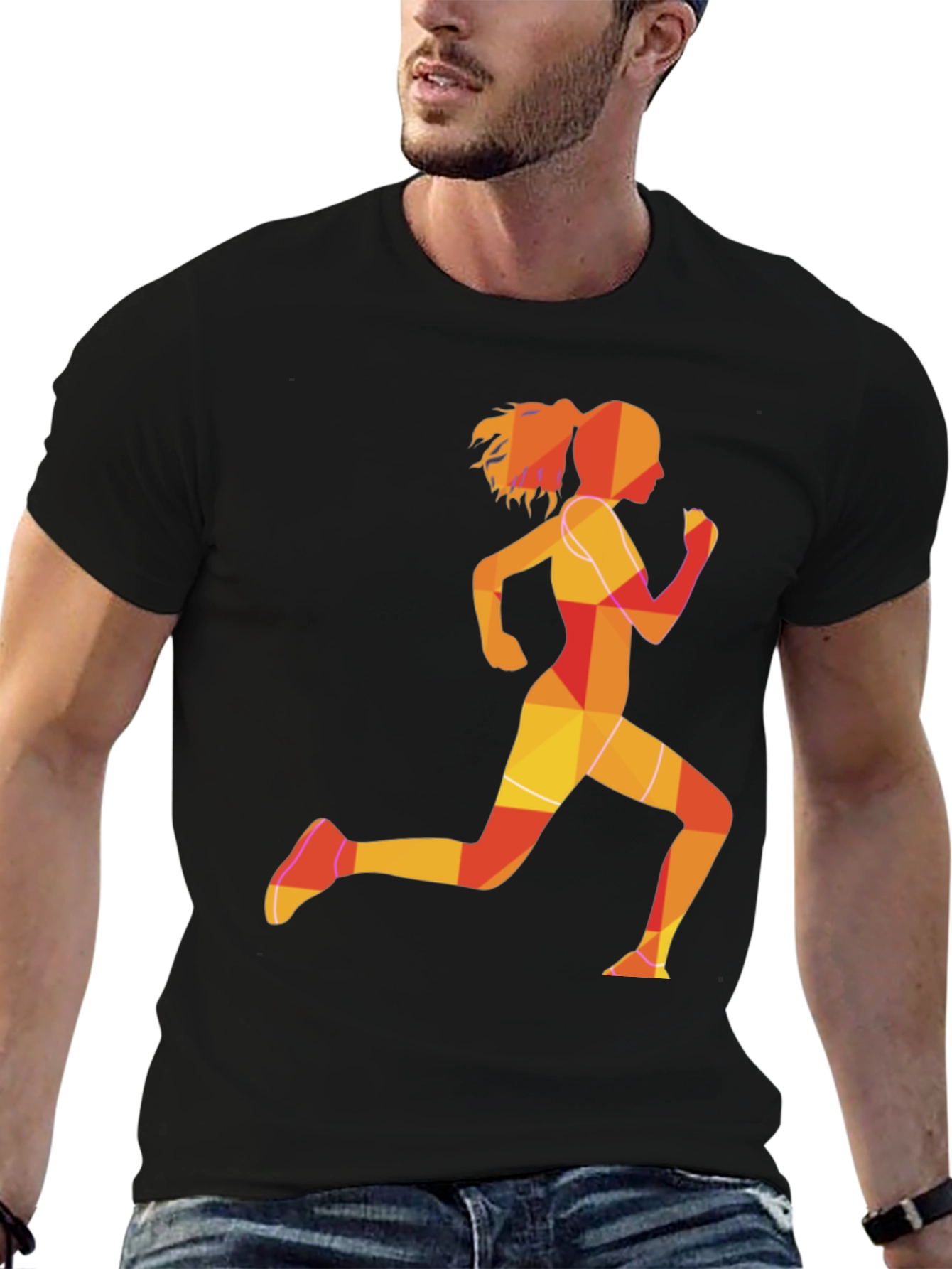 Running Girl Graphic Tee - Black Unisex T-Shirt