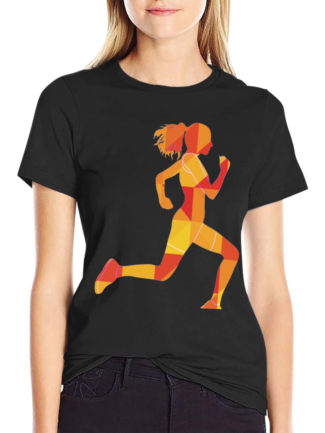 Running Girl Graphic Tee - Black Unisex T-Shirt