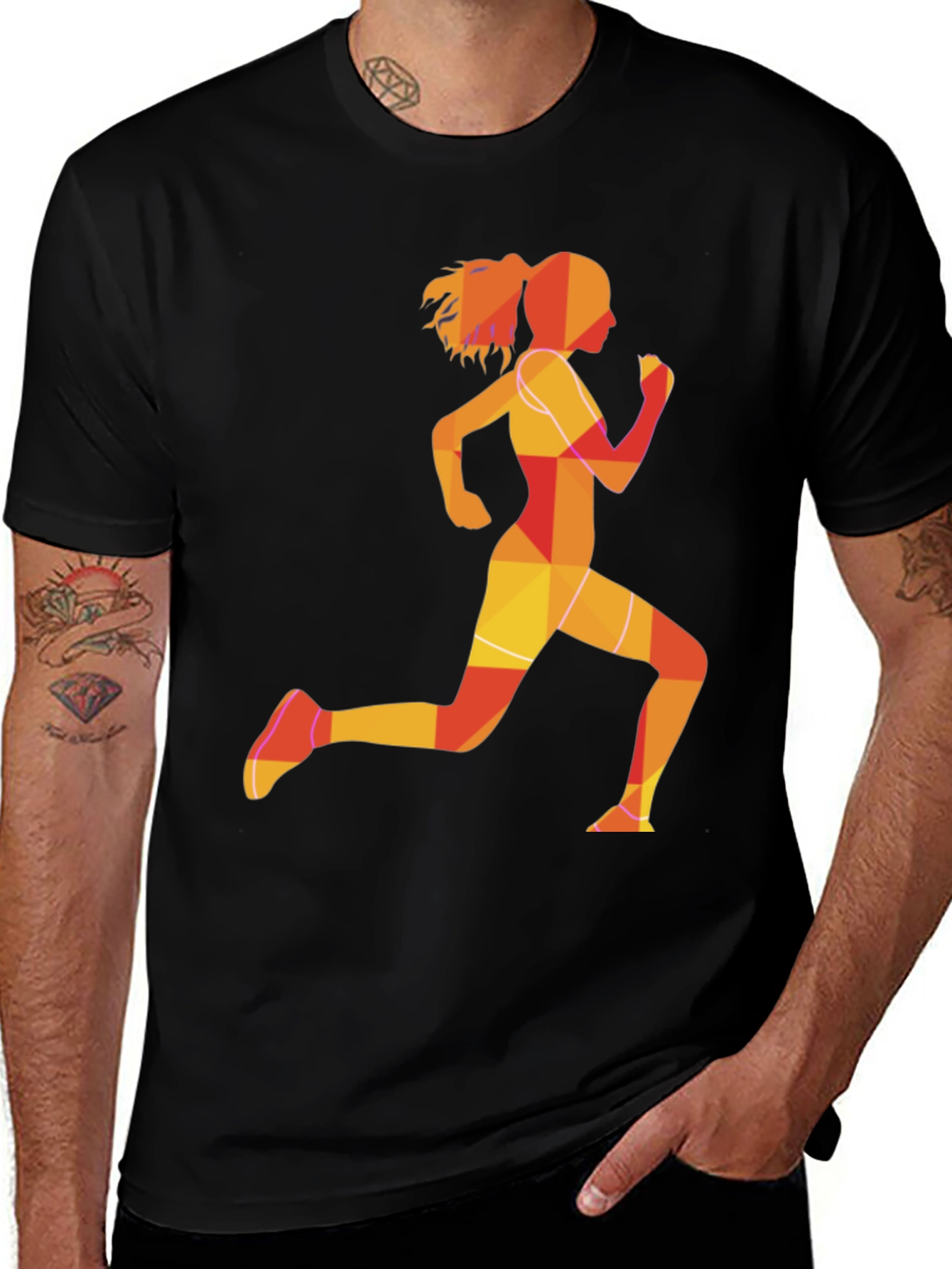 Running Girl Graphic Tee - Black Unisex T-Shirt