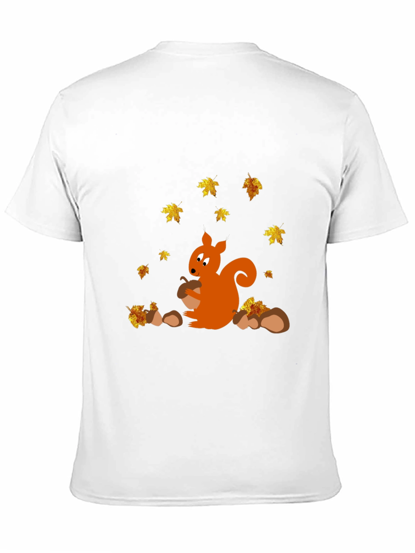 Squirrel and Autumn Leaves Black T-Shirt