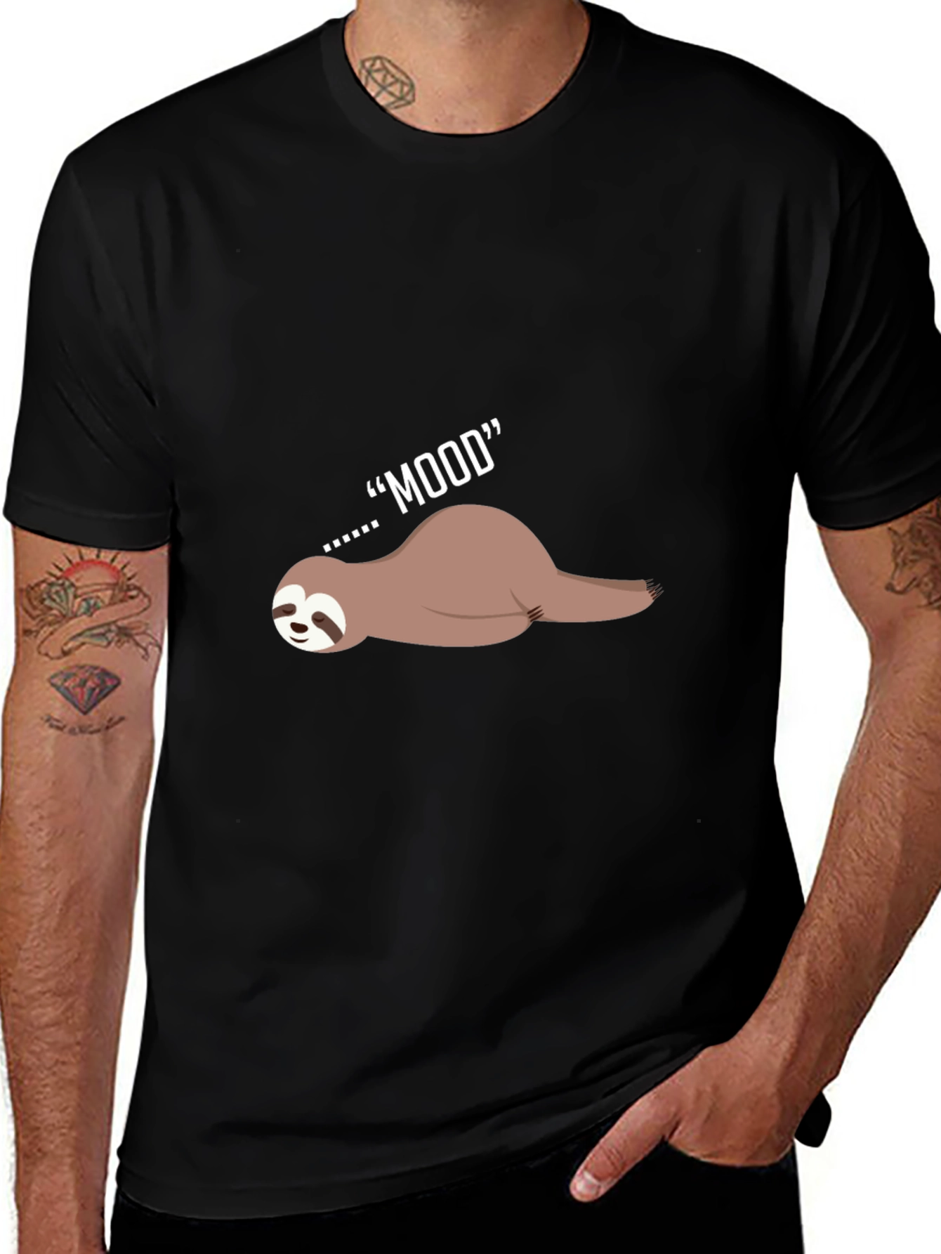 Lazy Mood Sloth Graphic Tee - Black