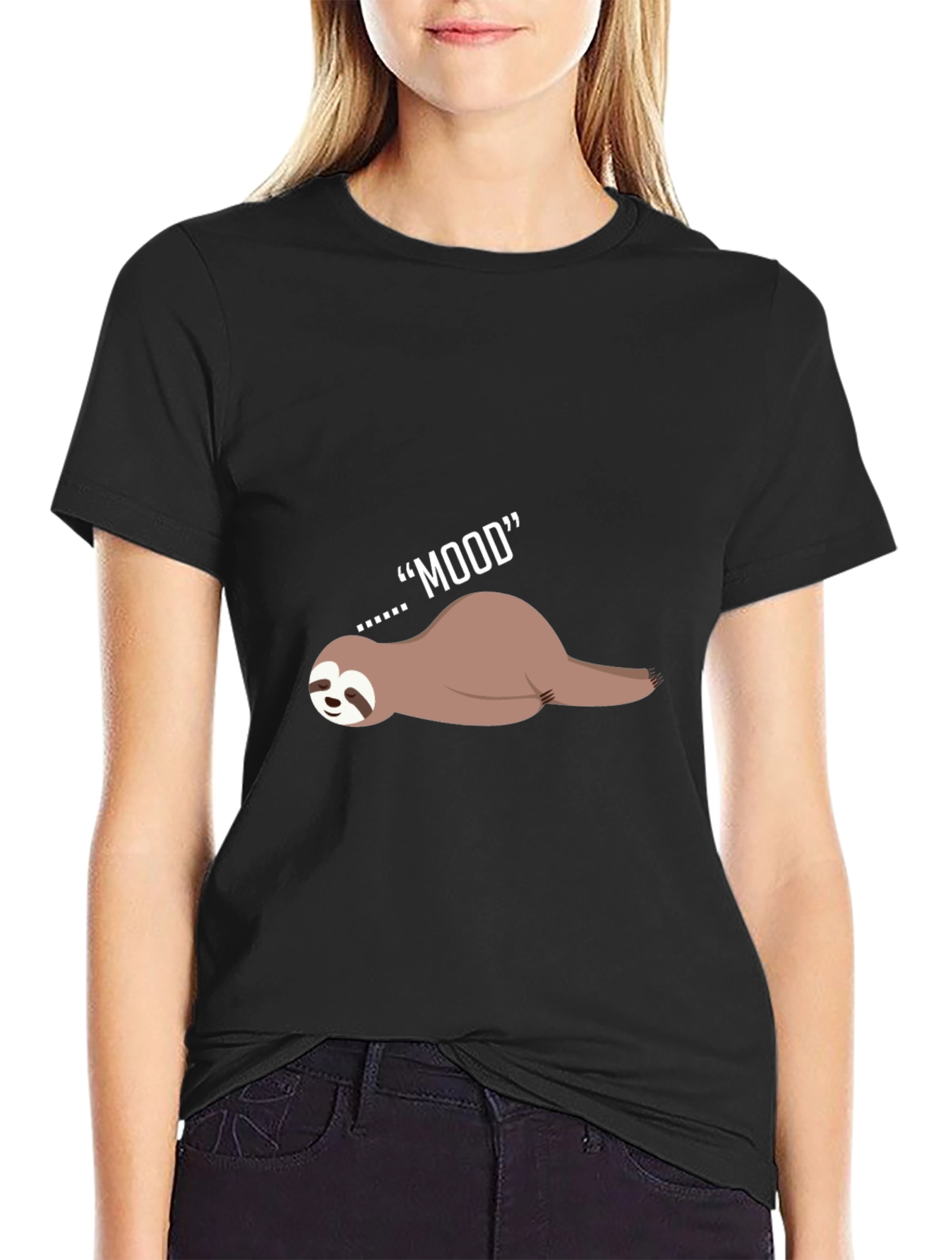Lazy Mood Sloth Graphic Tee - Black