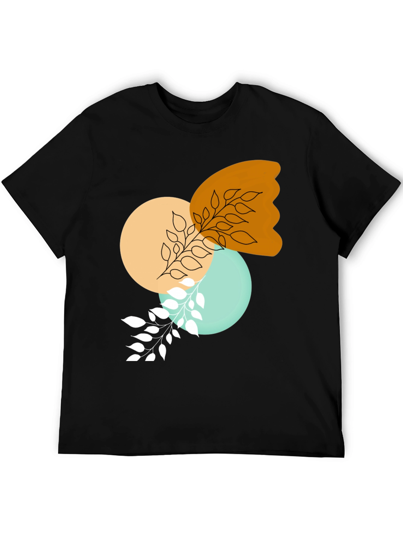 Modern Abstract Graphic Print Black T-Shirt