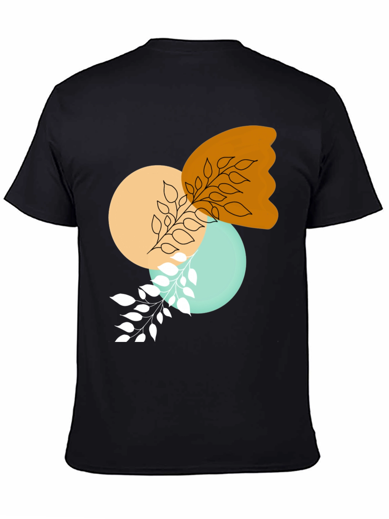 Modern Abstract Graphic Print Black T-Shirt