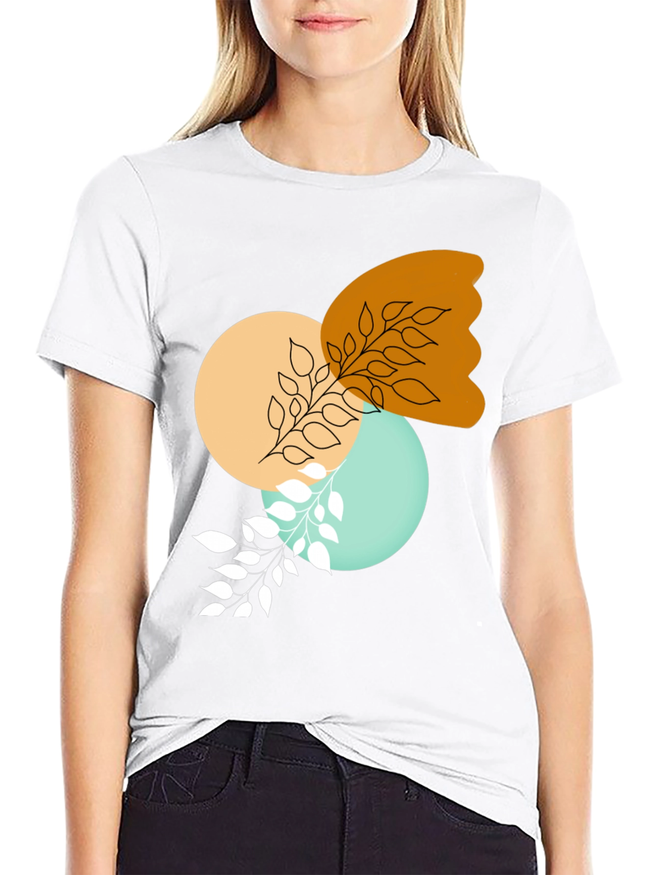 Modern Abstract Graphic Print Black T-Shirt