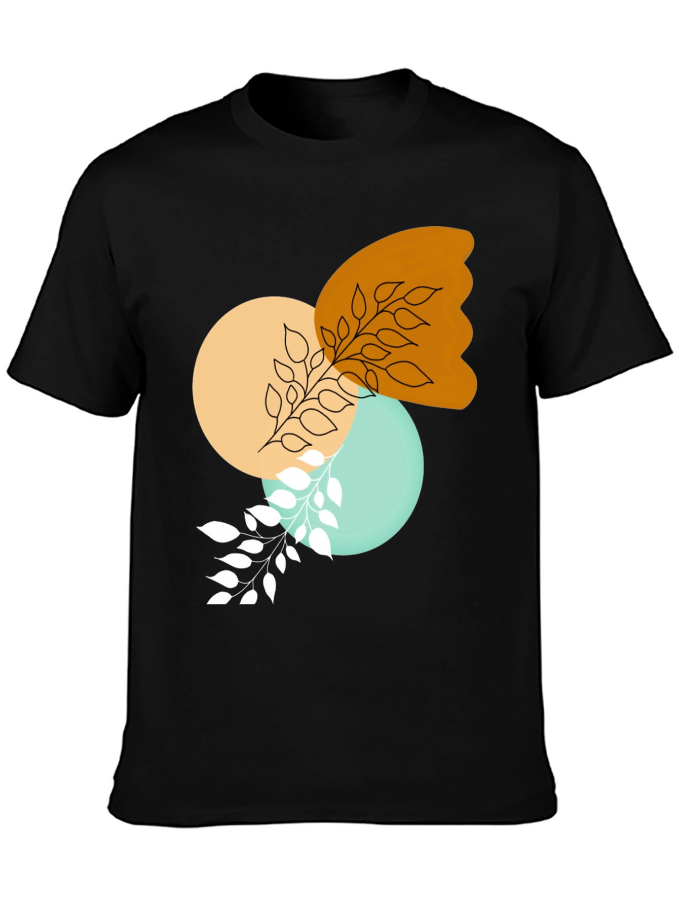 Modern Abstract Graphic Print Black T-Shirt