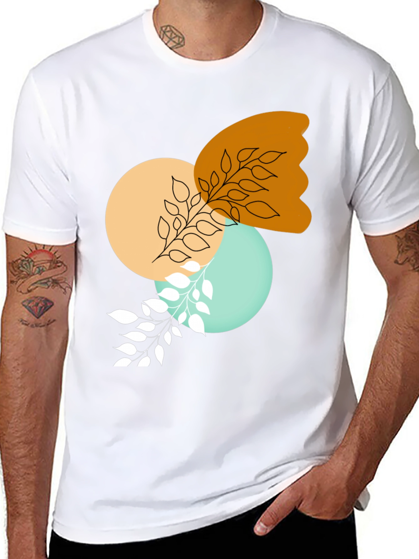 Modern Abstract Graphic Print Black T-Shirt