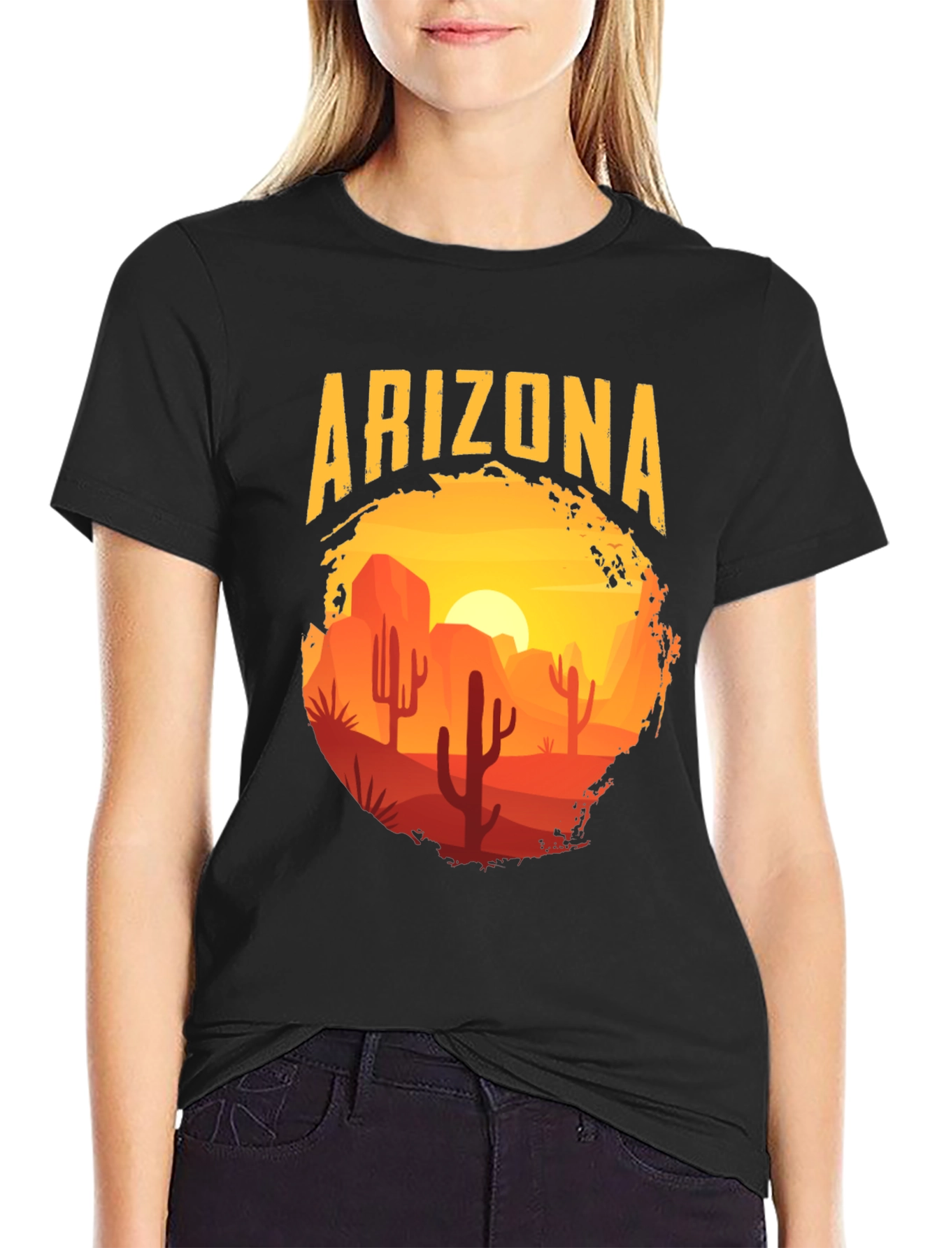 Arizona Desert Scene Graphic Tee - Black