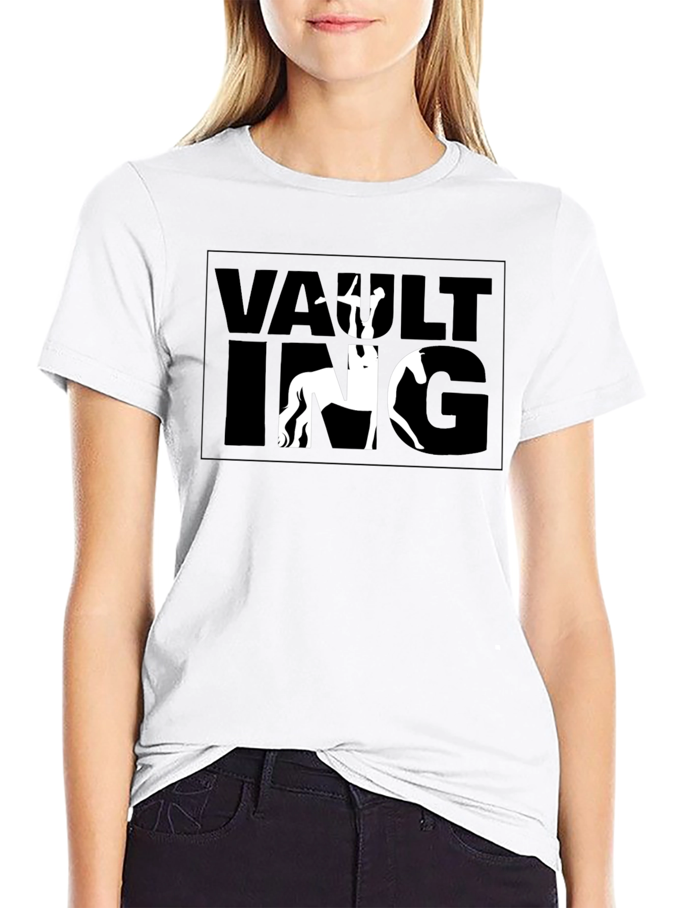 Vaulting Horse Rider T-Shirt - Black Graphic Tee