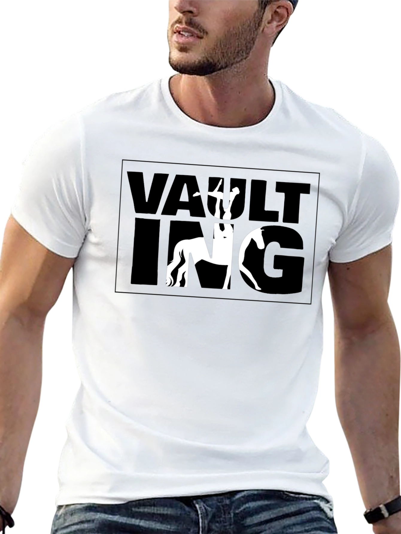 Vaulting Horse Rider T-Shirt - Black Graphic Tee