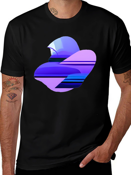 Abstract Heart Graphic Tee - Soft Black Cotton