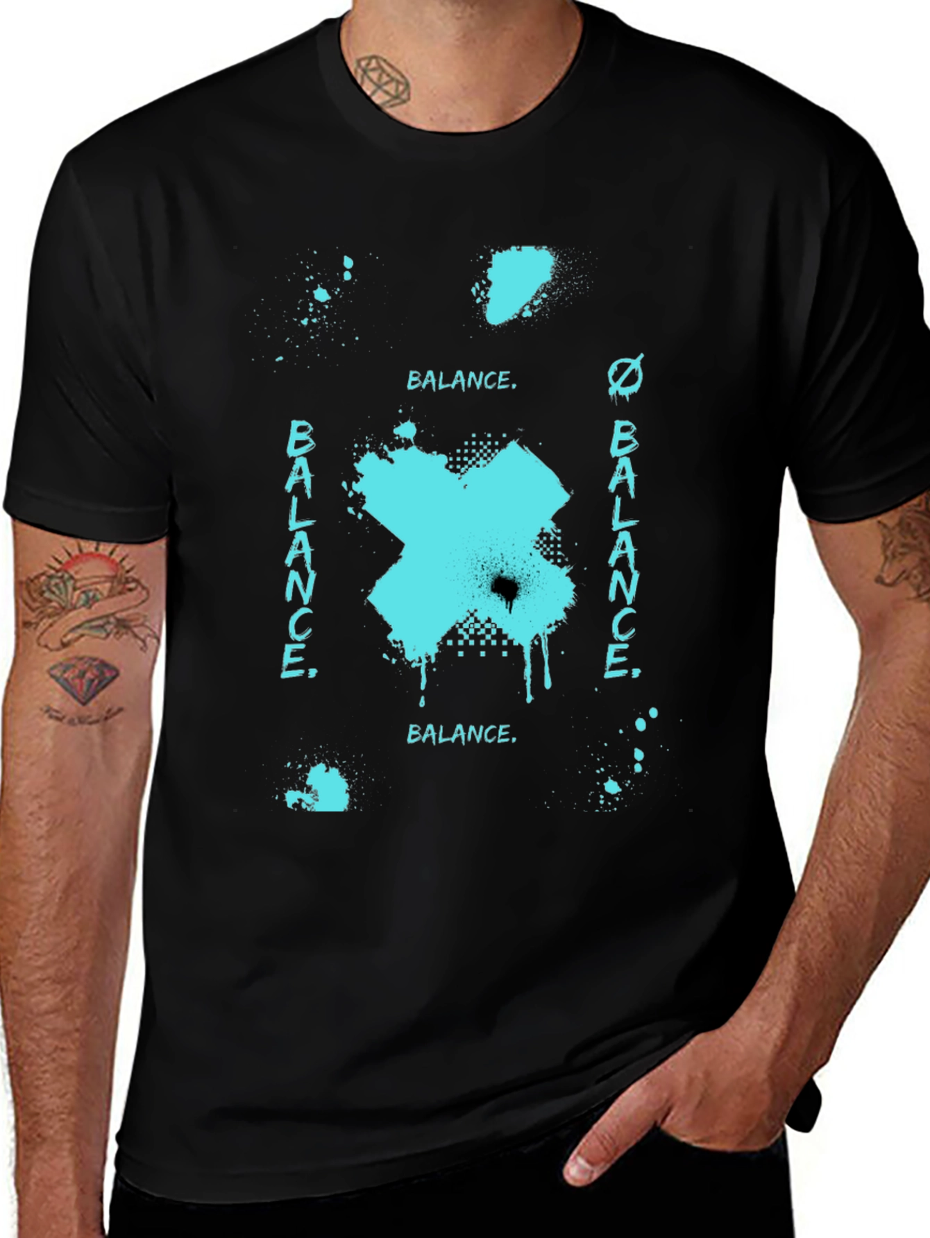 Abstract Balance Graphic Black Tee