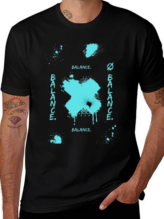 Abstract Balance Graphic Black Tee