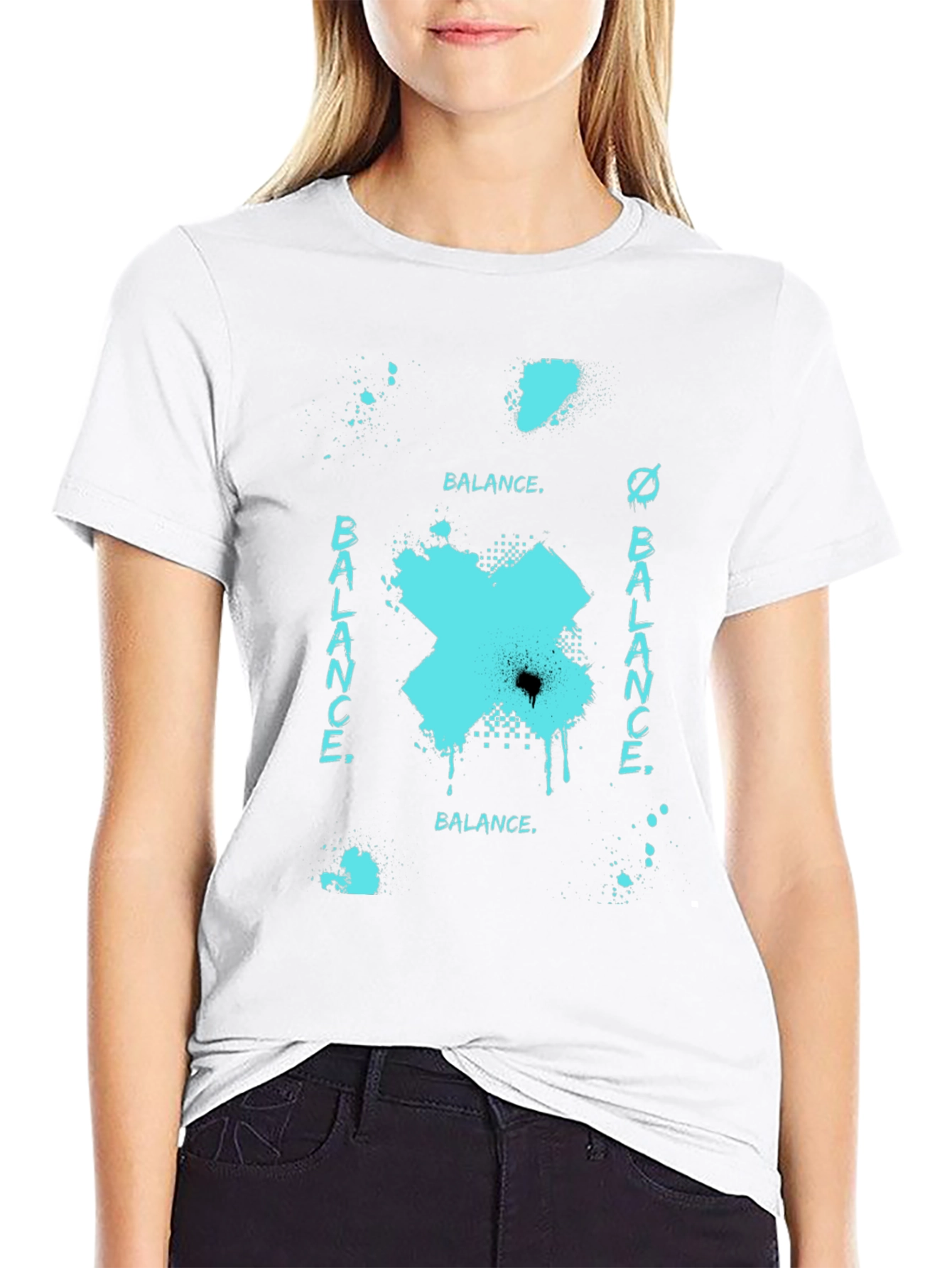 Abstract Balance Graphic Black Tee