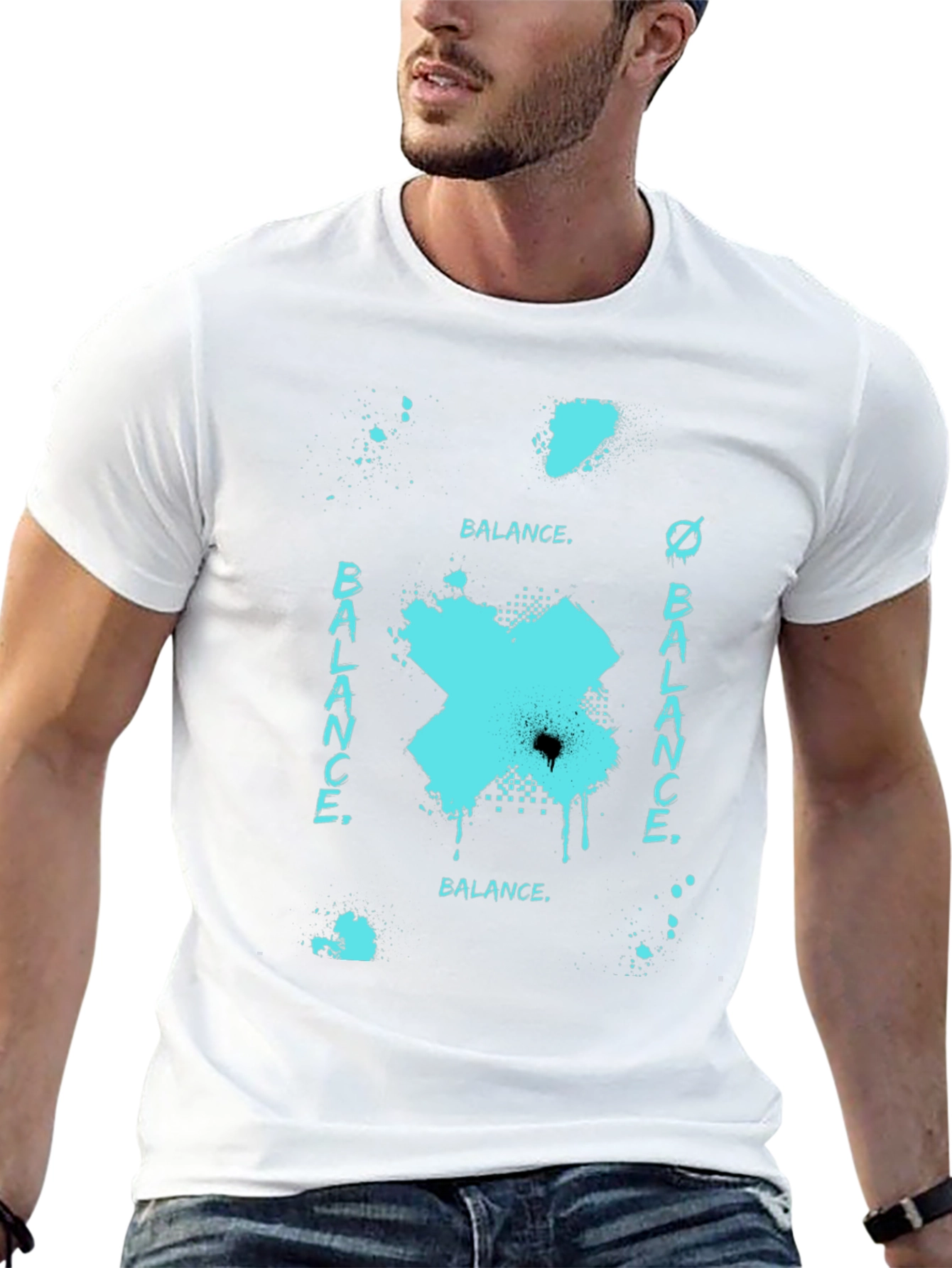 Abstract Balance Graphic Black Tee