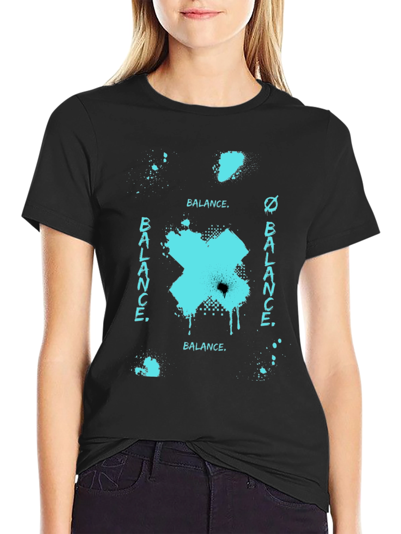 Abstract Balance Graphic Black Tee