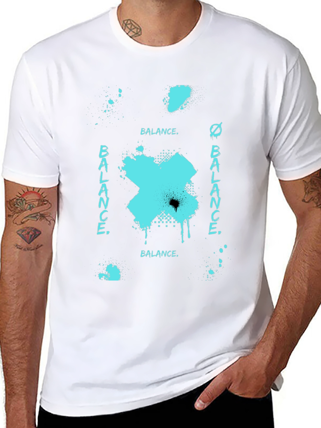 Abstract Balance Graphic Black Tee