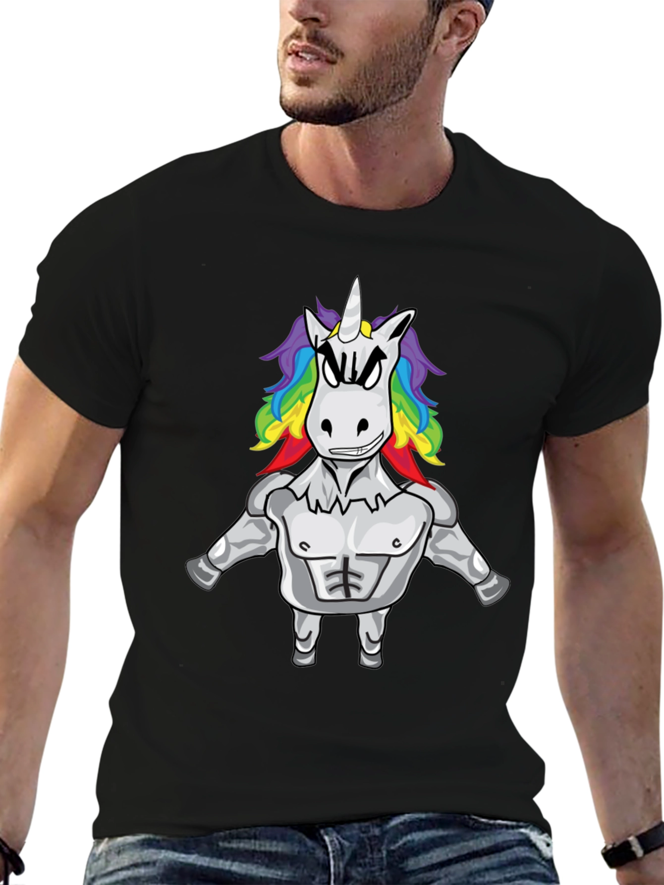 Unicorn Bodybuilder Black T-Shirt