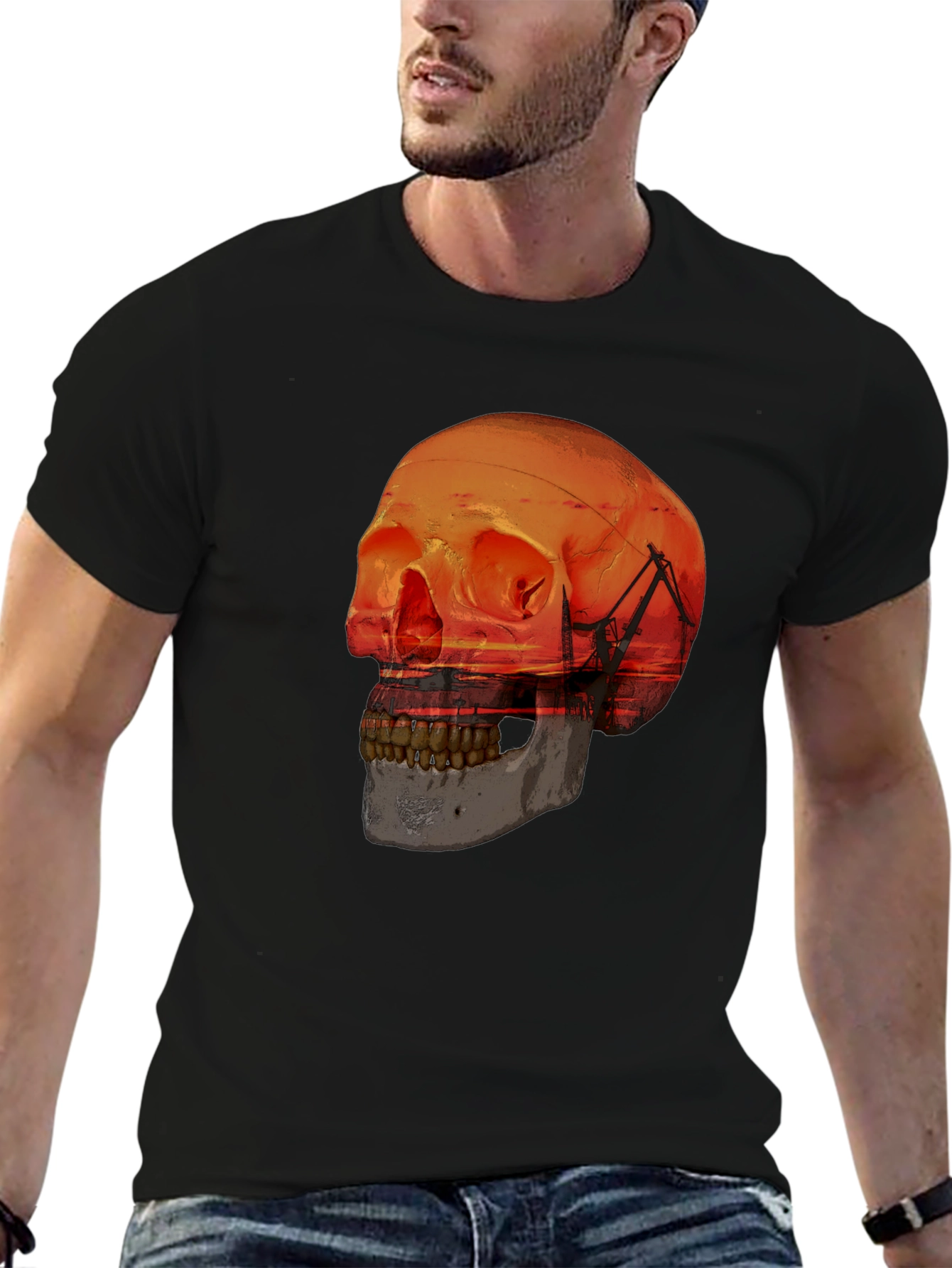 Sunset Skull Graphic T-Shirt - Unique Design