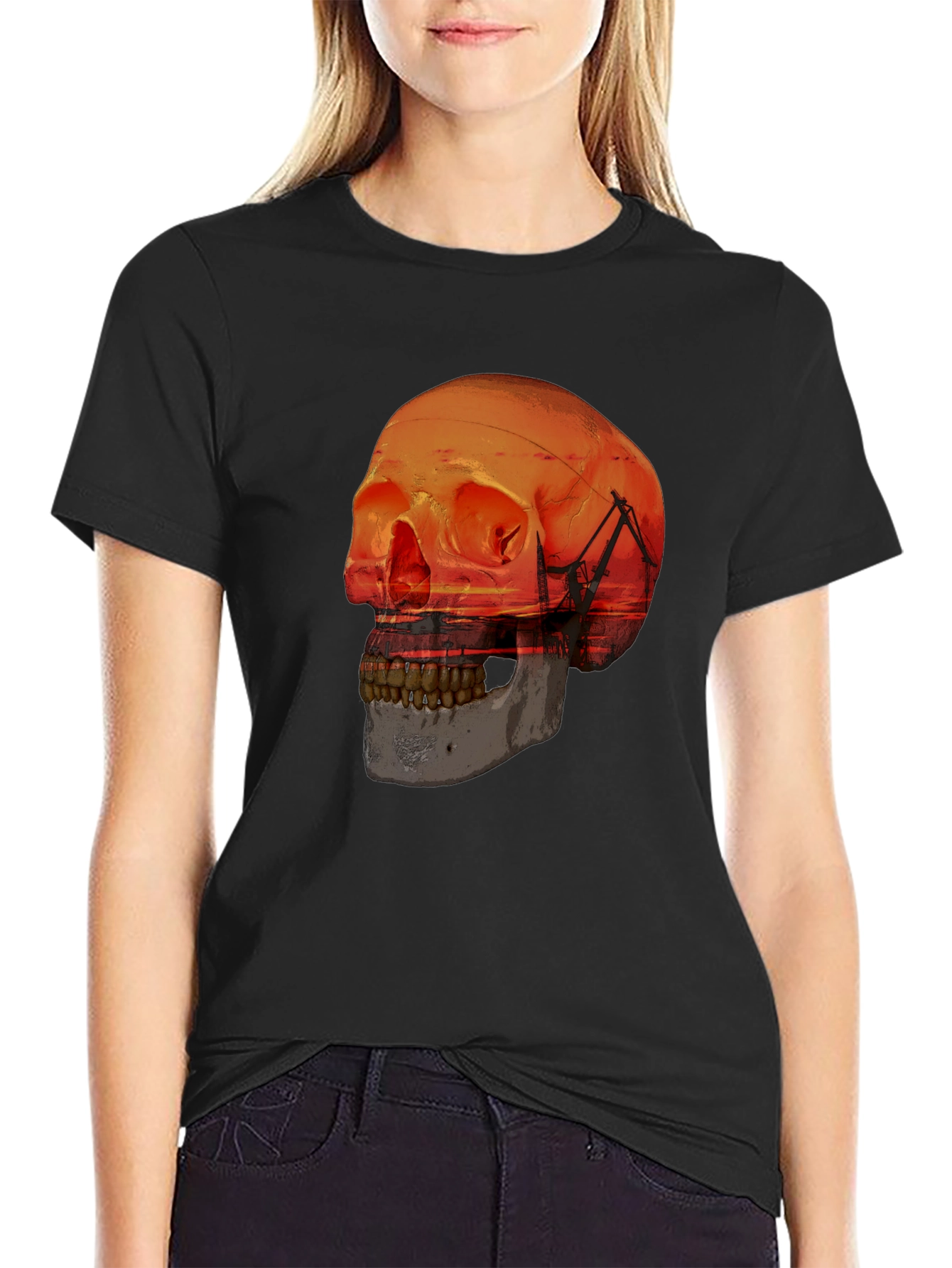 Sunset Skull Graphic T-Shirt - Unique Design