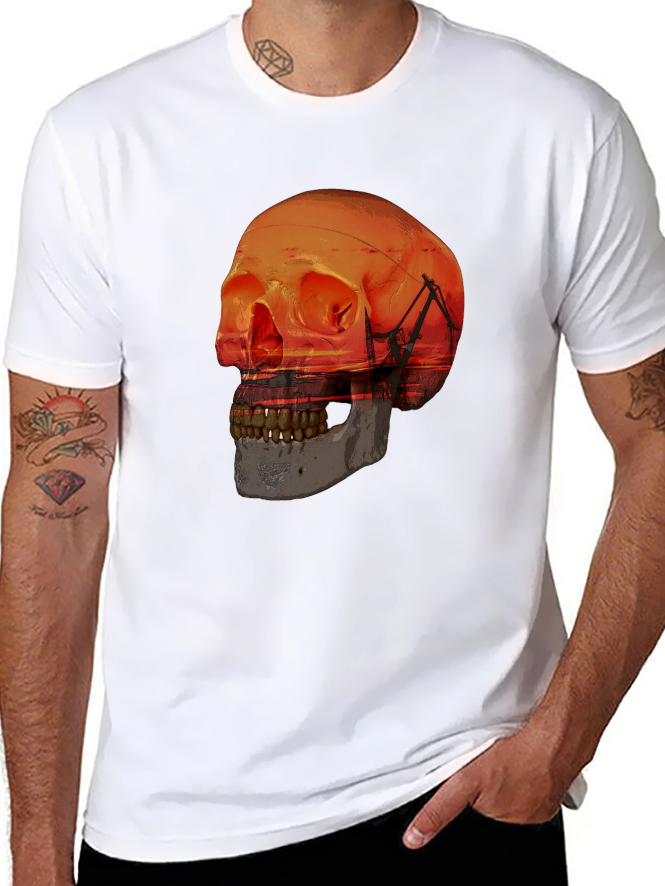 Sunset Skull Graphic T-Shirt - Unique Design