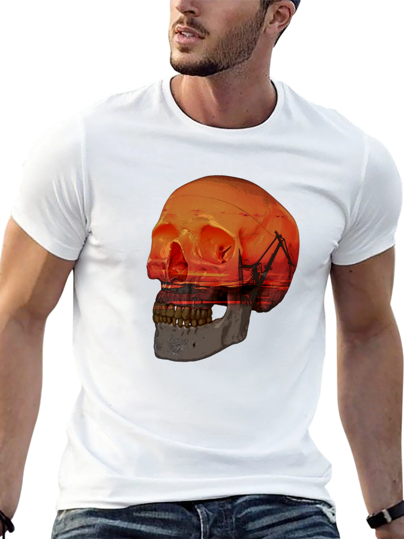 Sunset Skull Graphic T-Shirt - Unique Design
