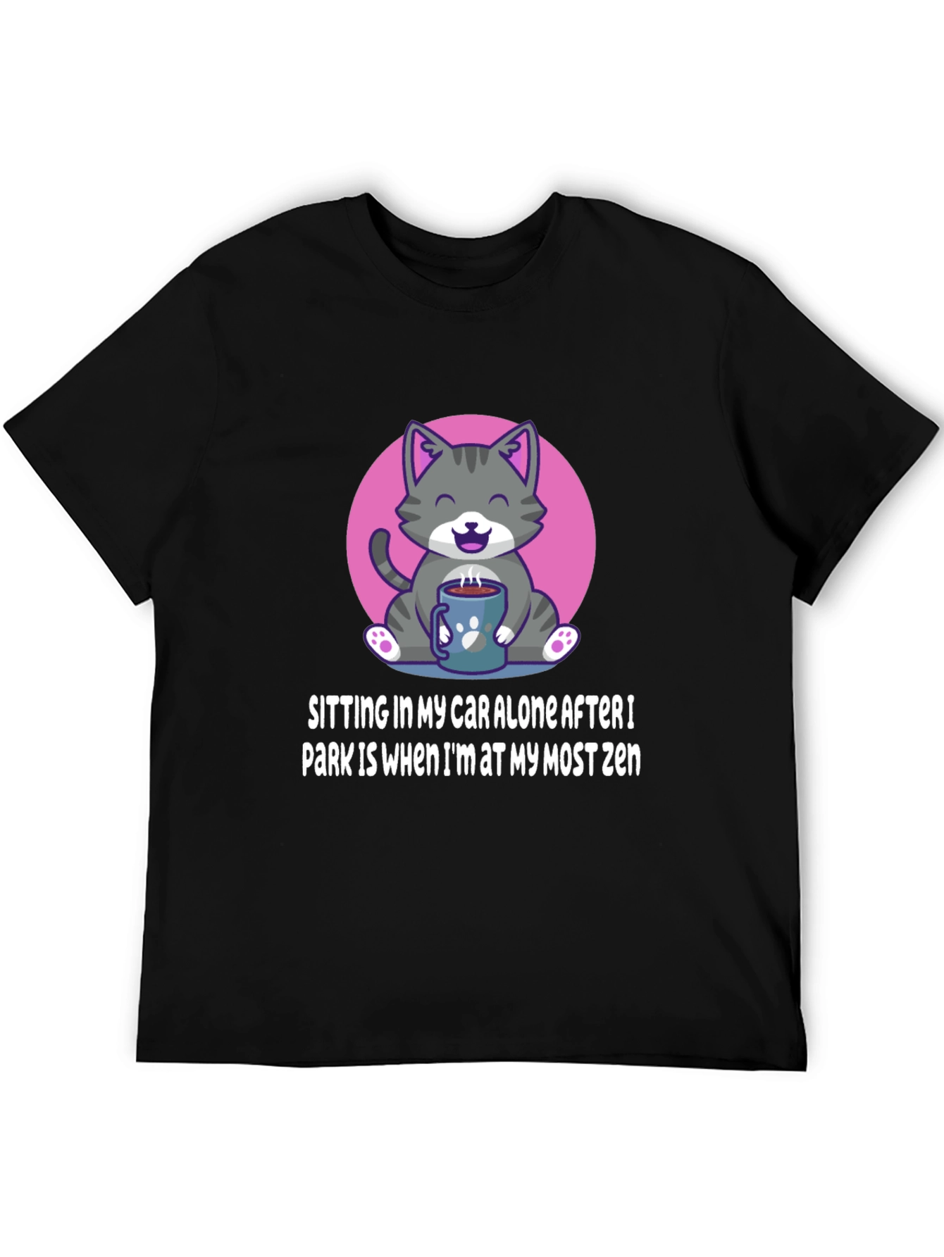 Zen Cat Car T-Shirt - Funny Slogan Tee