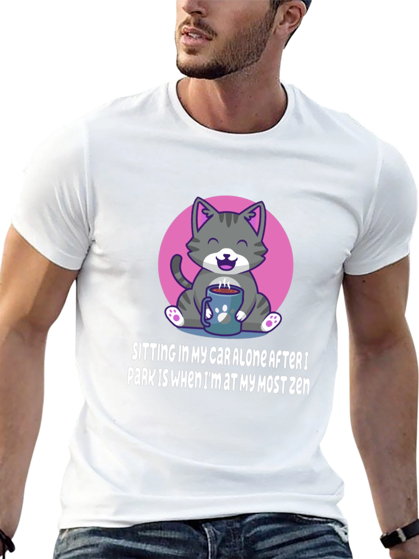 Zen Cat Car T-Shirt - Funny Slogan Tee