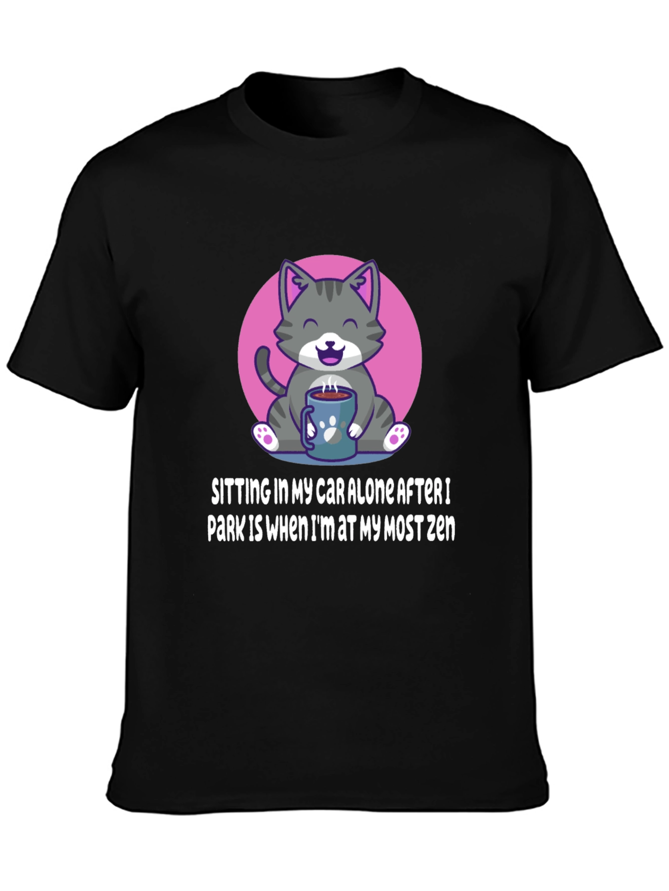 Zen Cat Car T-Shirt - Funny Slogan Tee